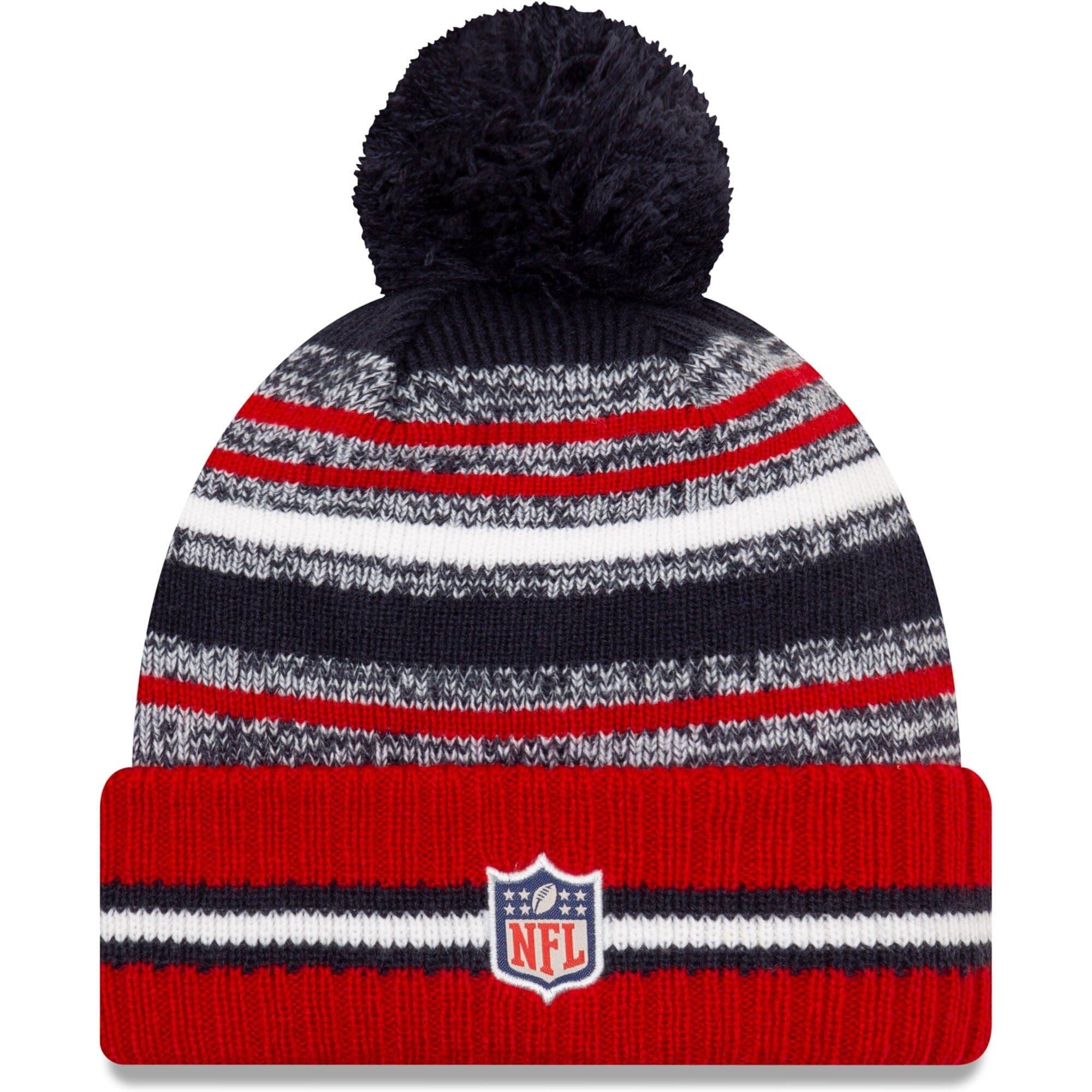 New Era Beanies Houston Texans New Era NFL 2021 Sideline Team Pom Knit Beanie - Navy