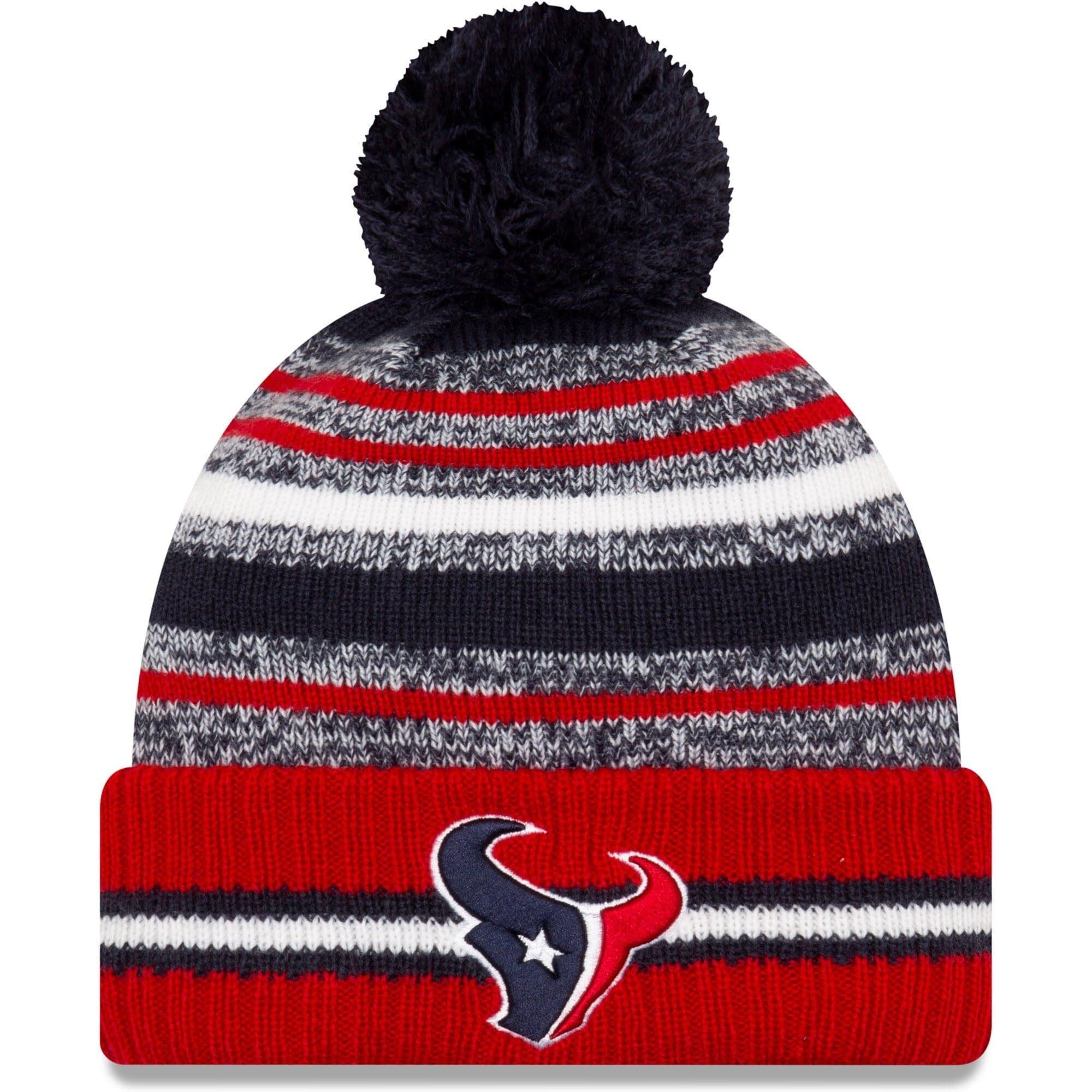New Era Beanies Houston Texans New Era NFL 2021 Sideline Team Pom Knit Beanie - Navy