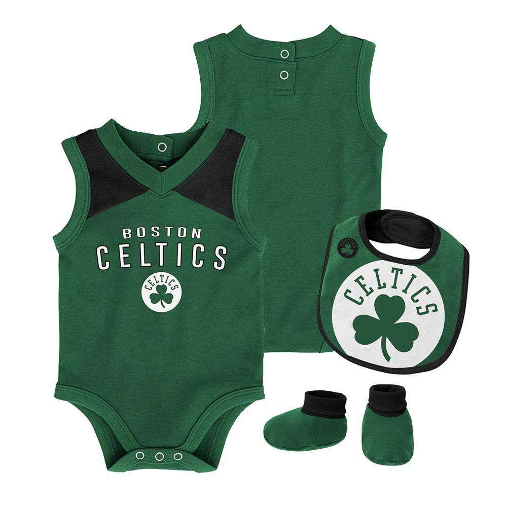 Newborns Boston Celtics Outerstuff NBA Creeper Bib Bootie Set - Green