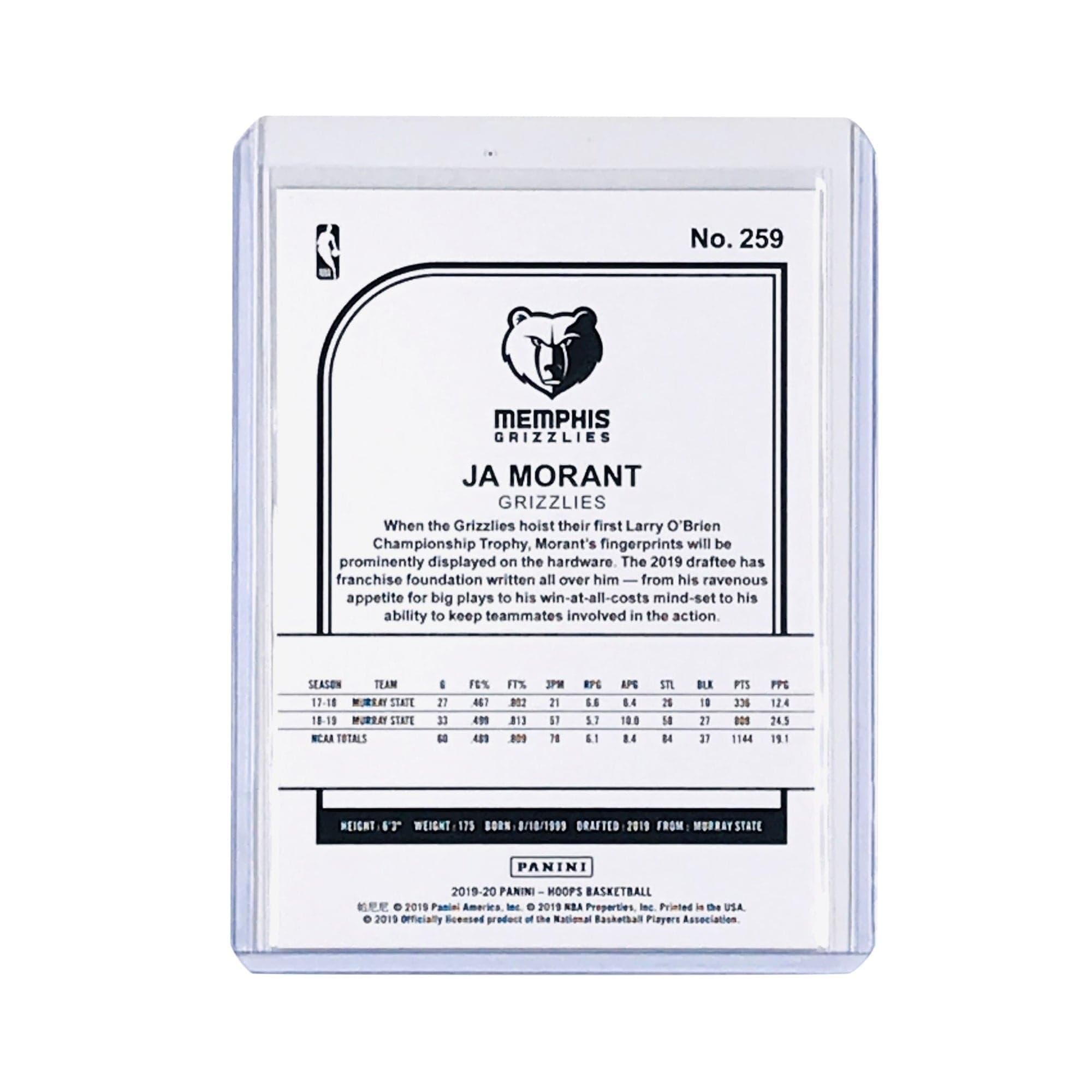 Panini Cards Ja Morant Memphis Grizzlies 2019-20 Panini Hoops NBA Rookie Base Card