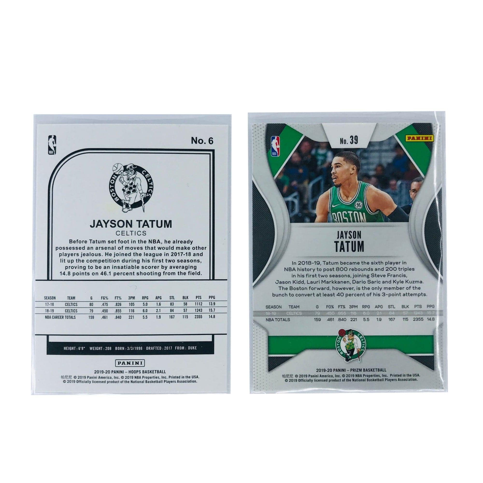 Panini Cards Jayson Tatum Boston Celtics 19-20 Panini NBA 2 Card Set