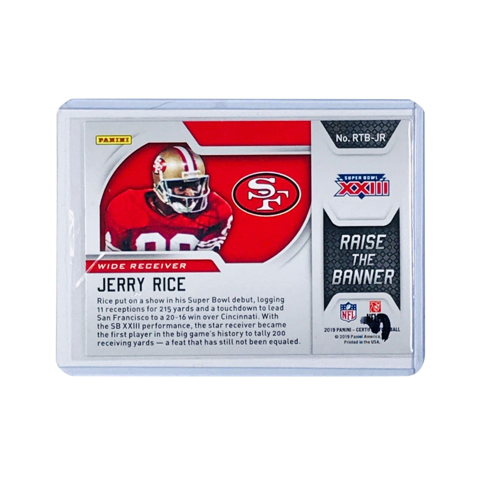 Panini Cards Jerry Rice San Francisco 49ers 2019 Panini Certified NFL Raise The Banner Holo Card