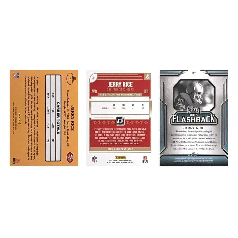 Panini Cards Jerry Rice San Francisco 49ers 2019 Panini NFL 3 Card Set