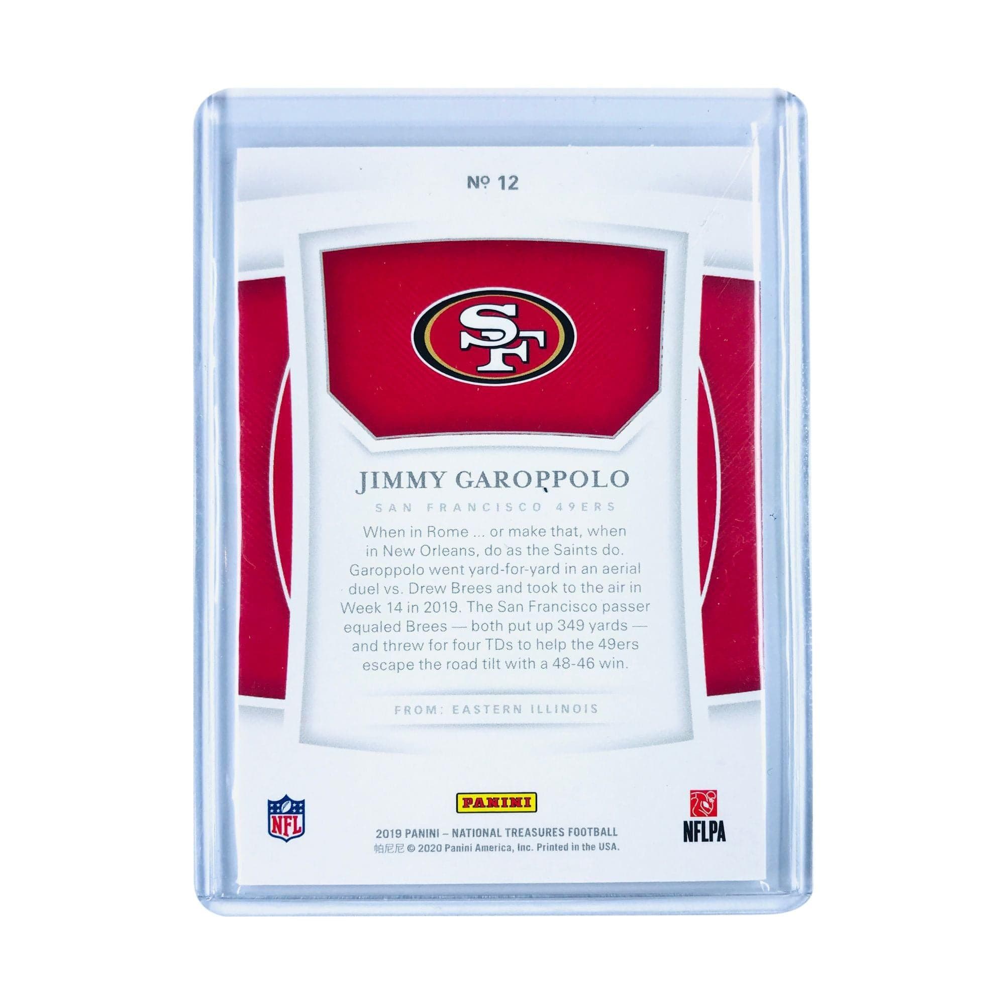 Panini Cards Jimmy Garoppolo San Francisco 49ers 2019 Panini National Treasures 12 NFL /99 Card