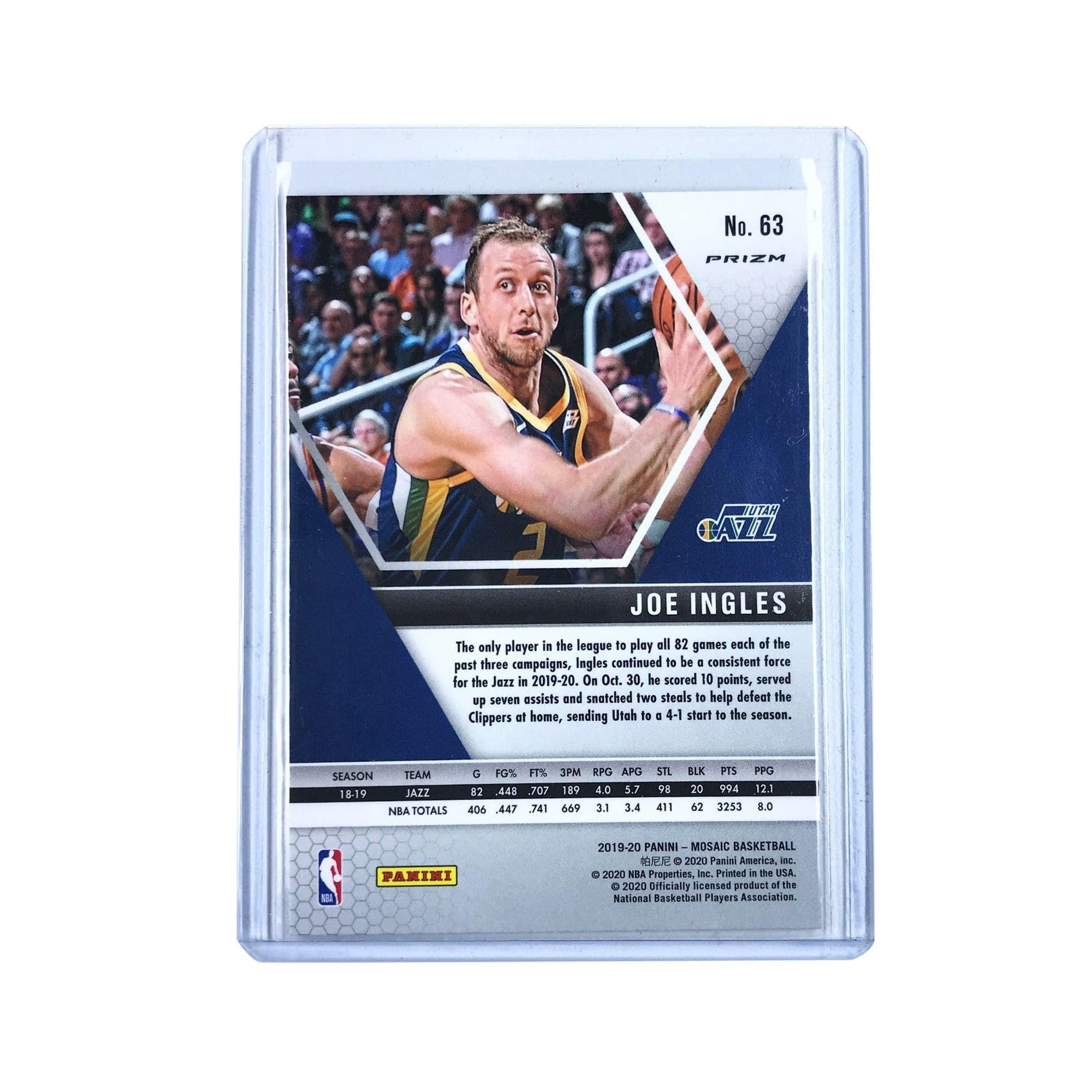 Panini Cards Joe Ingles Utah Jazz 2019-20 Panini Mosaic NBA Silver Disco Prizm Card