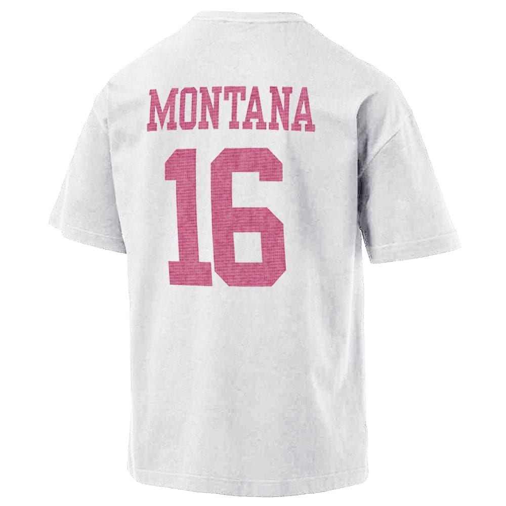 Mitchell And Ness T-Shirts Joe Montana San Francisco 49ers Mitchell & Ness NFL Player Oversized Vintage T-Shirt - White