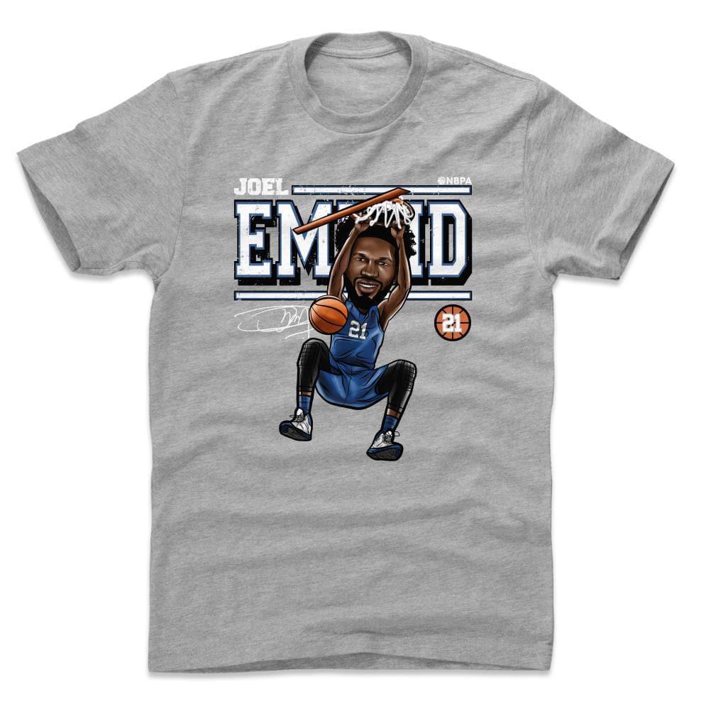 500 Level T-Shirts Joel Embiid Philadelphia 76ers 500 Level NBA Cartoon T-Shirt - Grey