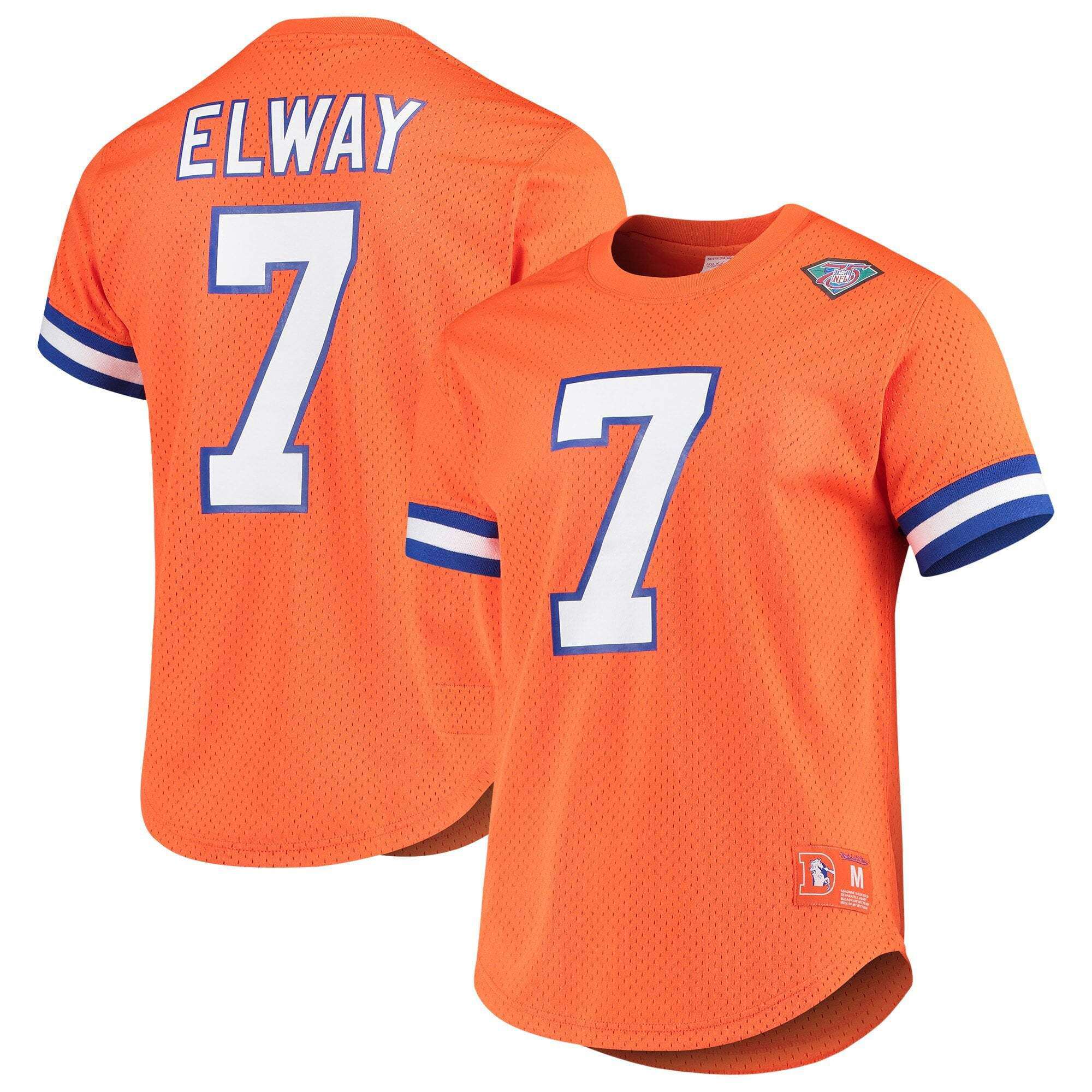 Mitchell And Ness T-Shirts John Elway Denver Broncos Mitchell & Ness NFL Name Number Mesh Crew - Orange
