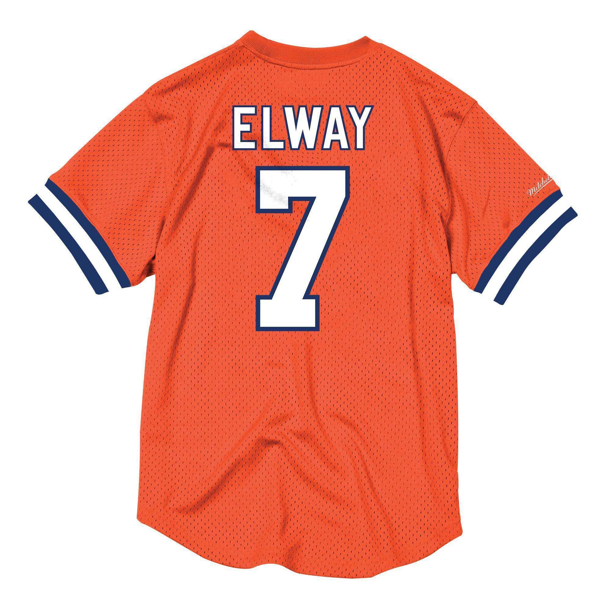 Mitchell And Ness T-Shirts John Elway Denver Broncos Mitchell & Ness NFL Name Number Mesh Crew - Orange