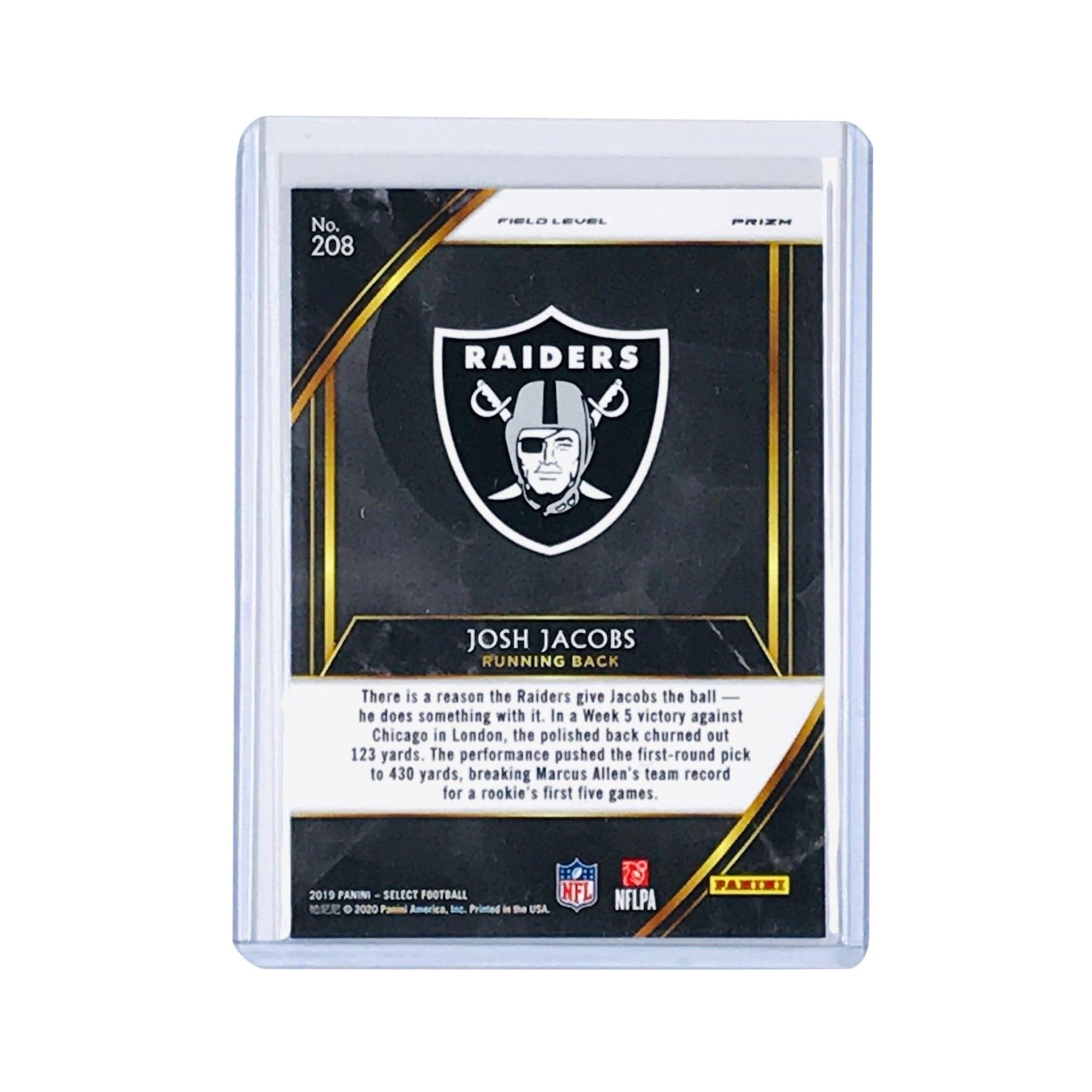 Panini Cards Josh Jacobs Las Vegas Raiders 2019 Panini Select NFL Field Level Prizm Rookie Card