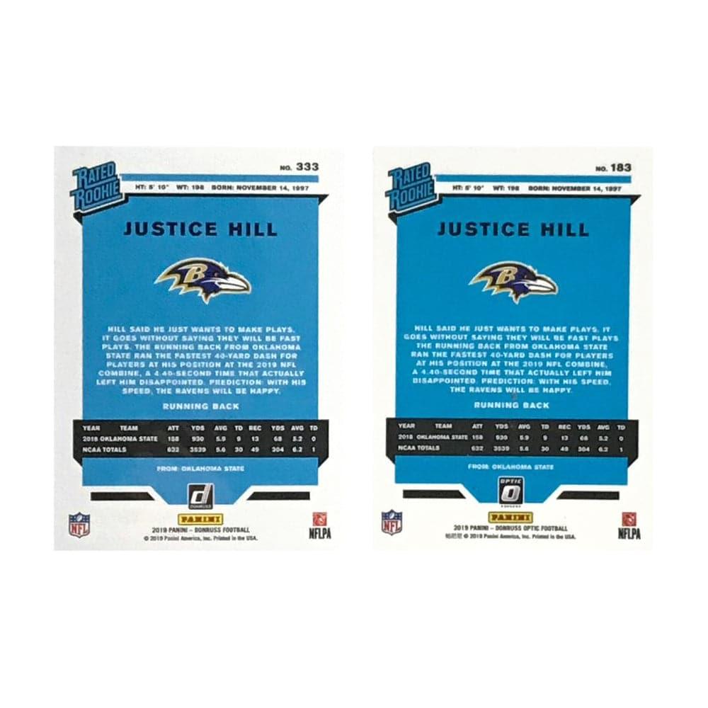 Panini Cards Justice Hill Baltimore Ravens 2019 Panini NFL 2 Insert Rookie Card Set