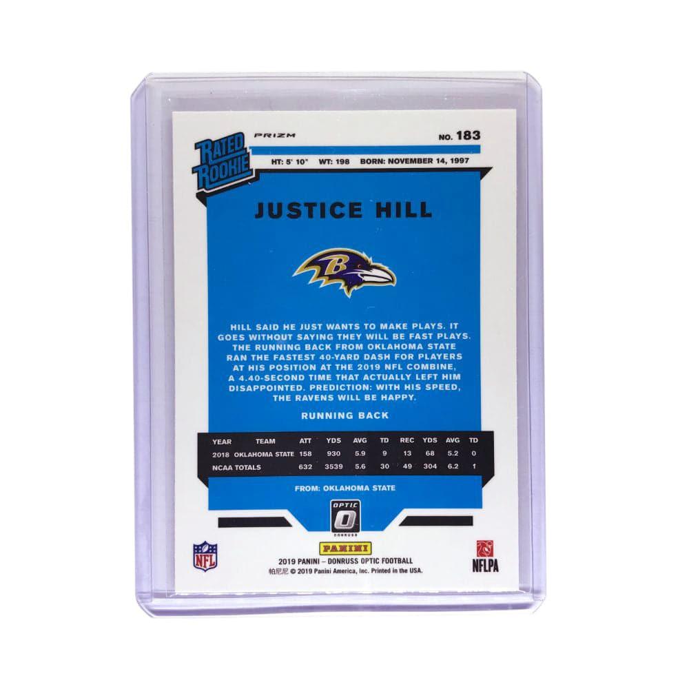 Panini Cards Justice Hill Baltimore Ravens 2019 Panini Optic NFL Rated Rookie Prizm Silver Card