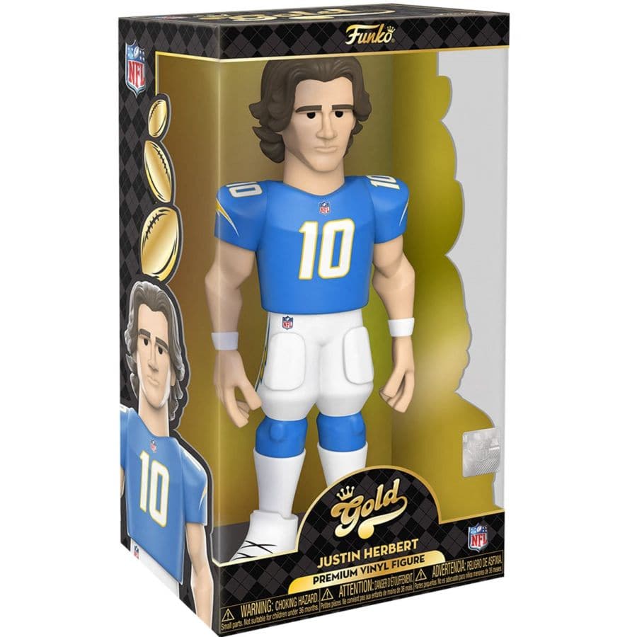 Funko Figures Justin Herbert Los Angeles Chargers Funko NFL 12" Jumbo Vinyl Gold Figure - Blue