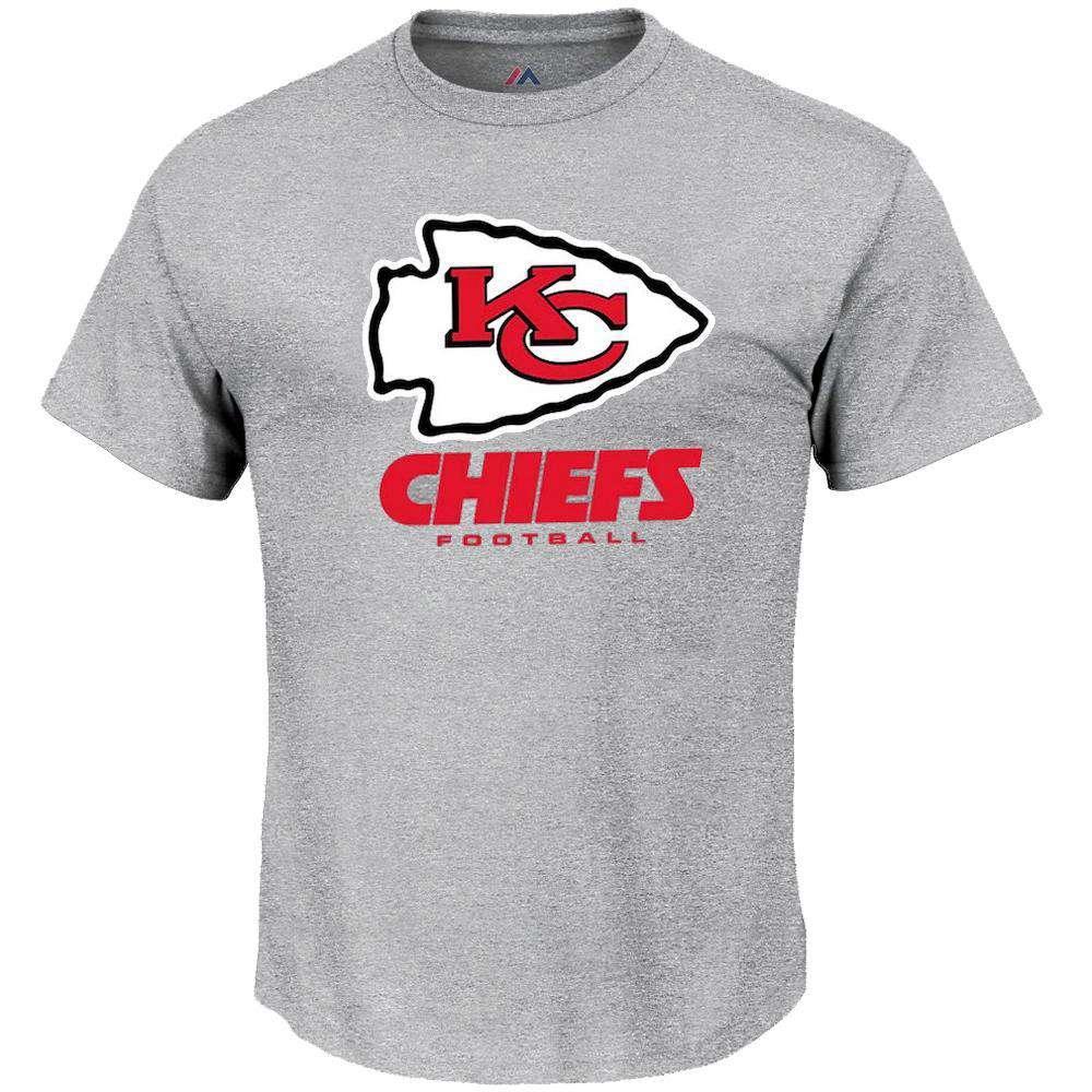 Majestic Athletic T-Shirts Kansas City Chiefs Majestic NFL Critical Victory T-Shirt - Steel Heather