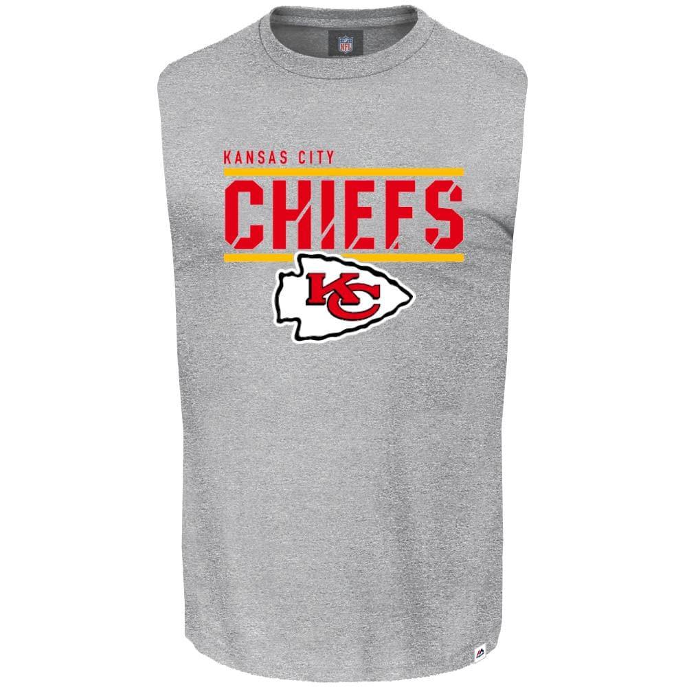 Majestic Athletic T-Shirts Kansas City Chiefs Majestic NFL Team Flex Sleeveless Muscle T-Shirt - Grey