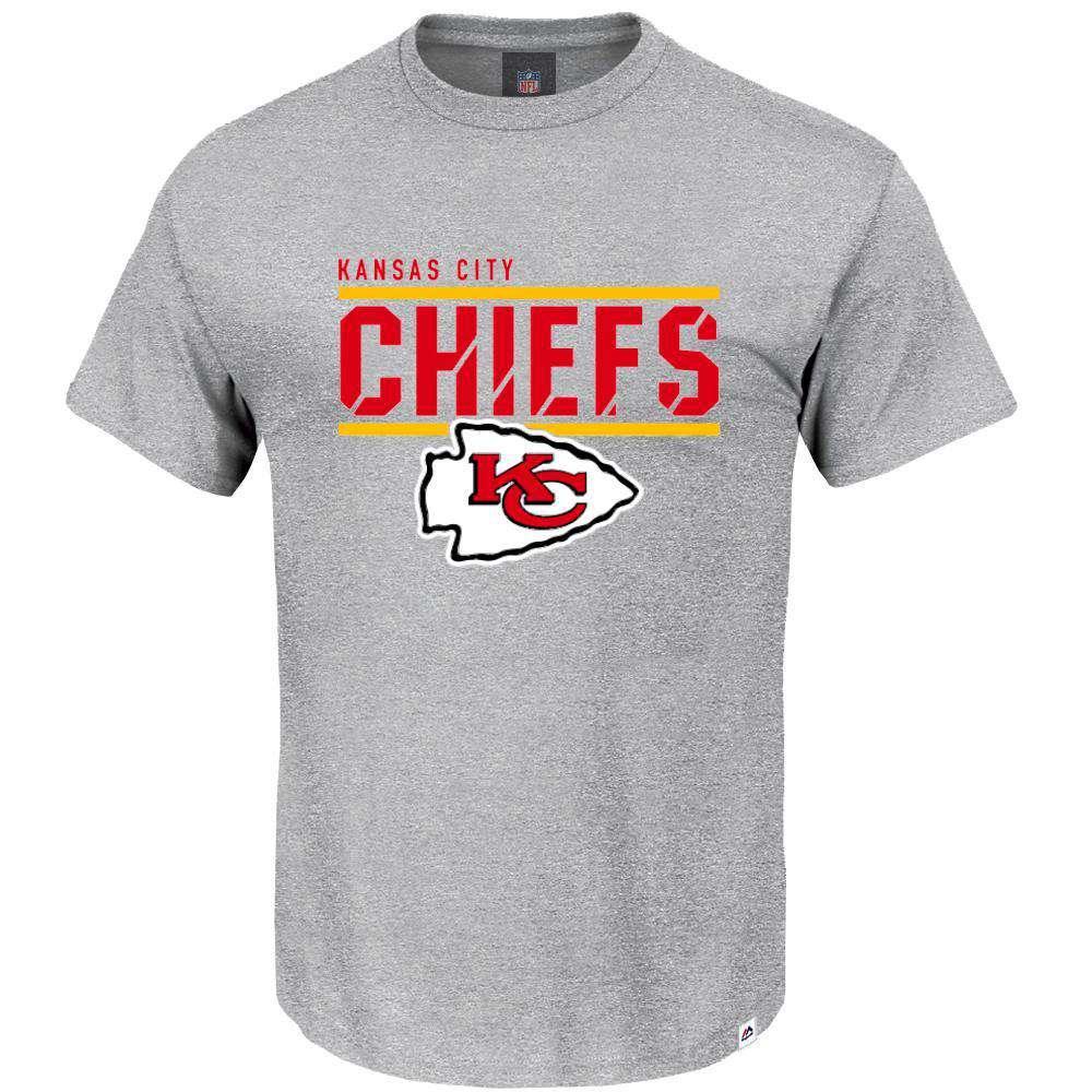 Majestic Athletic T-Shirts Kansas City Chiefs Majestic NFL Team Flex T-Shirt - Grey Marle