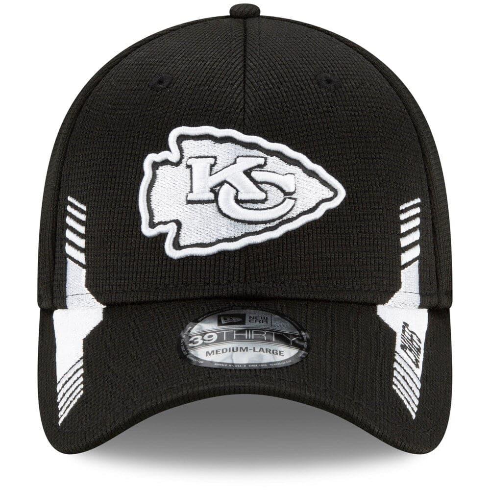 New Era Caps Kansas City Chiefs New Era NFL 2021 Sideline Black & White 39THIRTY Flex Fit Hat