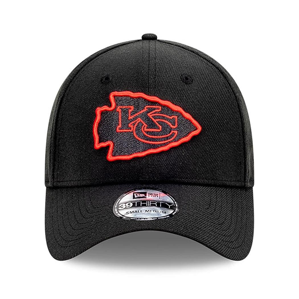 New Era Caps Kansas City Chiefs New Era NFL Pop Outline 39THIRTY Flex Fiit Curve Hat - Black