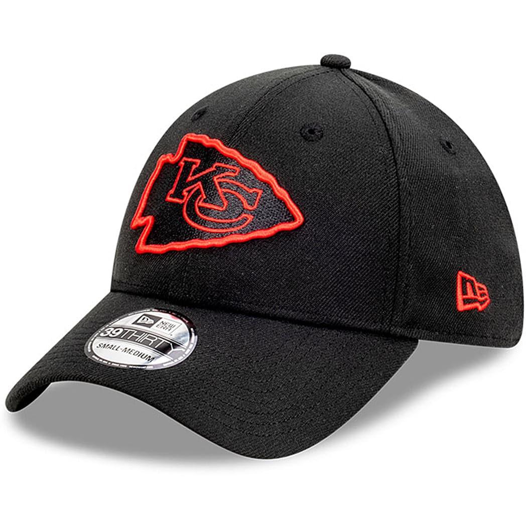 New Era Caps Kansas City Chiefs New Era NFL Pop Outline 39THIRTY Flex Fiit Curve Hat - Black