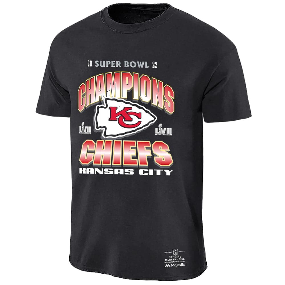 Majestic Athletic T-Shirts Kansas City Chiefs NFL Super Bowl LVII Champs Arch T-Shirt - Black