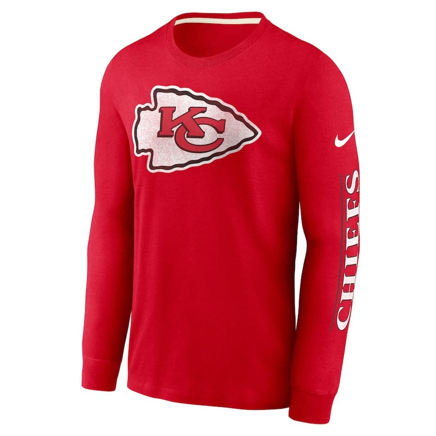 Nike T-Shirts Kansas City Chiefs Nike NFL Historic Long Sleeve Tri-Blend T-Shirt - Red