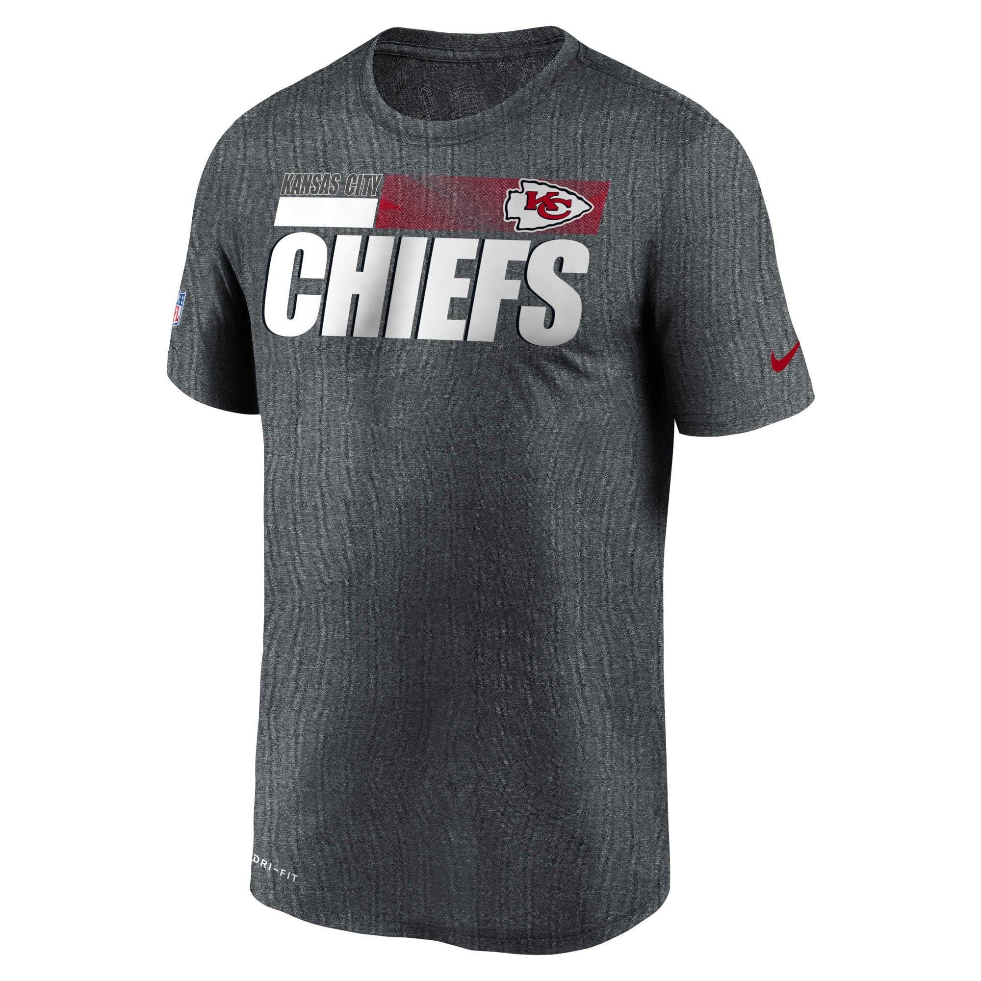 Nike T-Shirts Kansas City Chiefs Nike NFL Team Name Sideline Legend Performance T-Shirt - Charcoal Heather