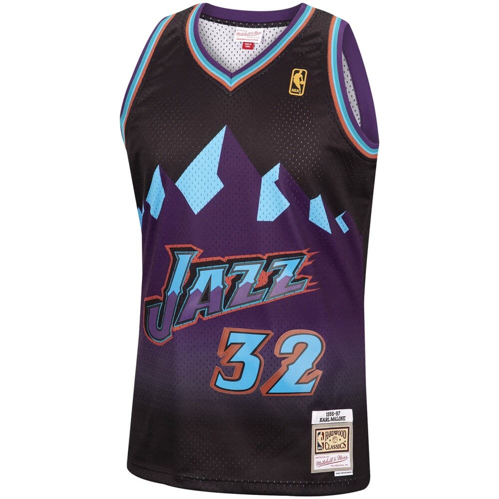 Mitchell And Ness Jerseys Karl Malone Utah Jazz Mitchell & Ness NBA Reload 2.0 96-97 Swingman Jersey - Black