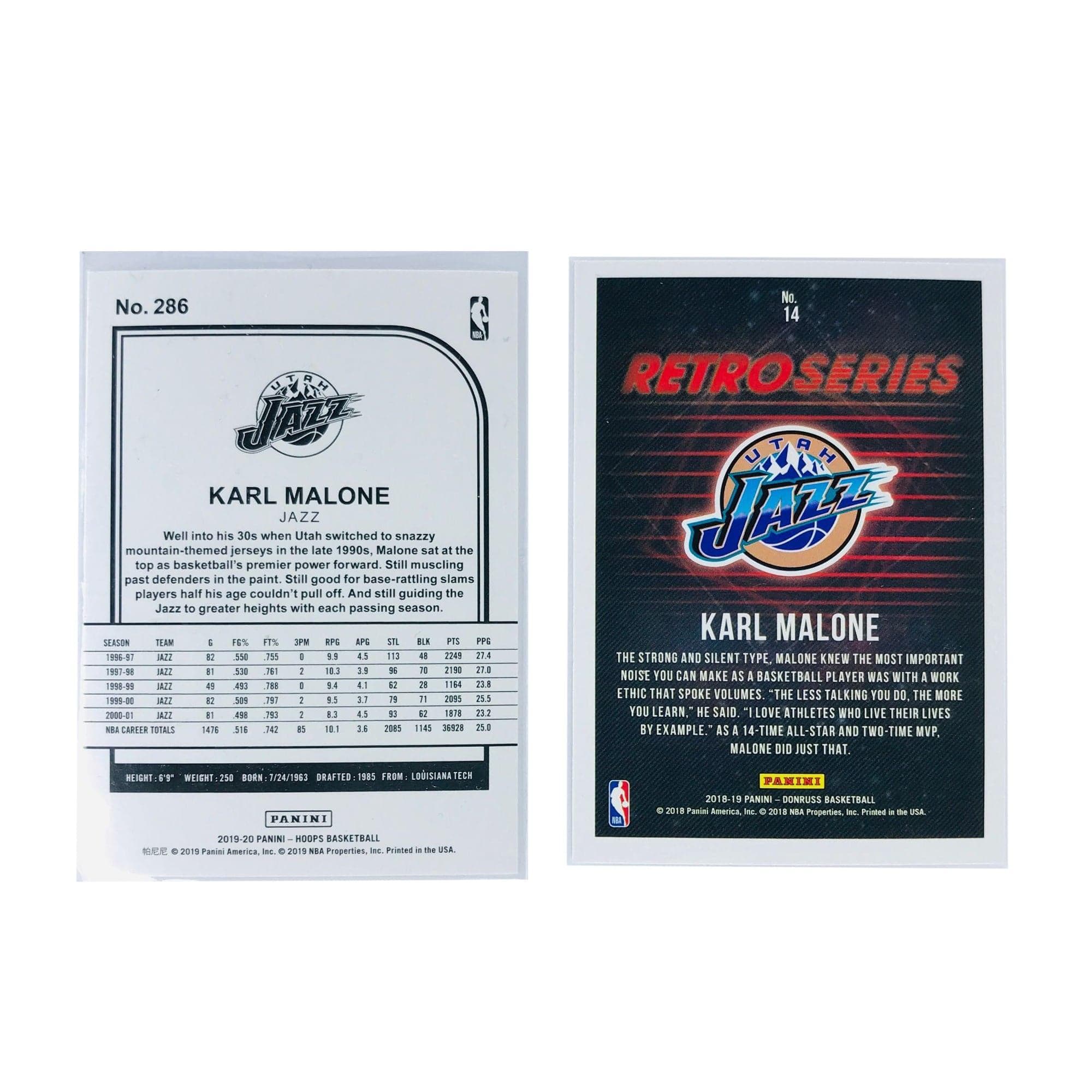 Panini Cards Karl Malone Utah Jazz Panini NBA 2 Card Insert Set