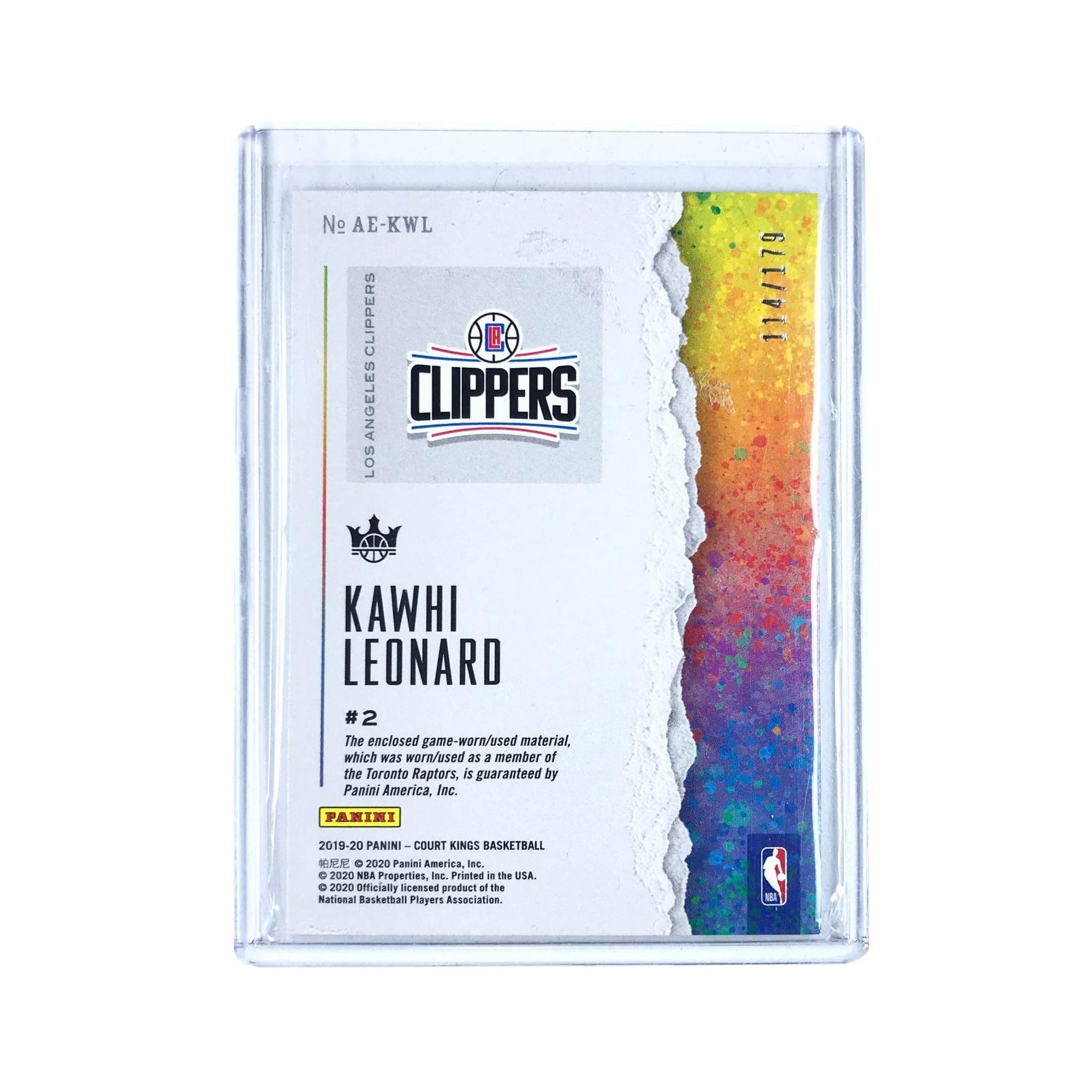 Panini Cards Kawhi Leonard Los Angeles Clippers 2019-20 Panini Court Kings NBA Artistic Endeavours /179 Card