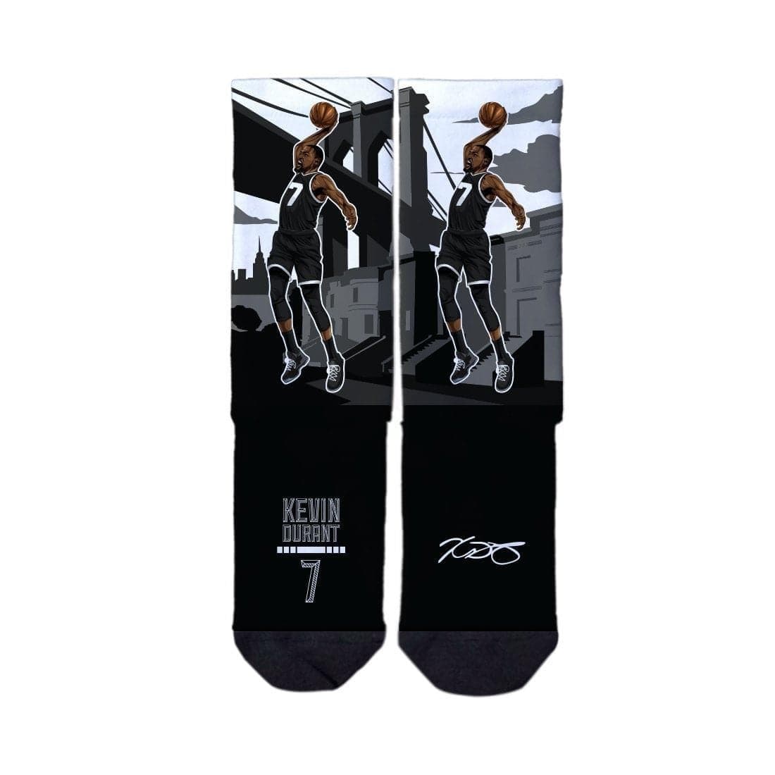 Strideline Socks M/L (8-12 US) Kevin Durant Brooklyn Nets Strideline NBA Action Classic Crew Socks - White