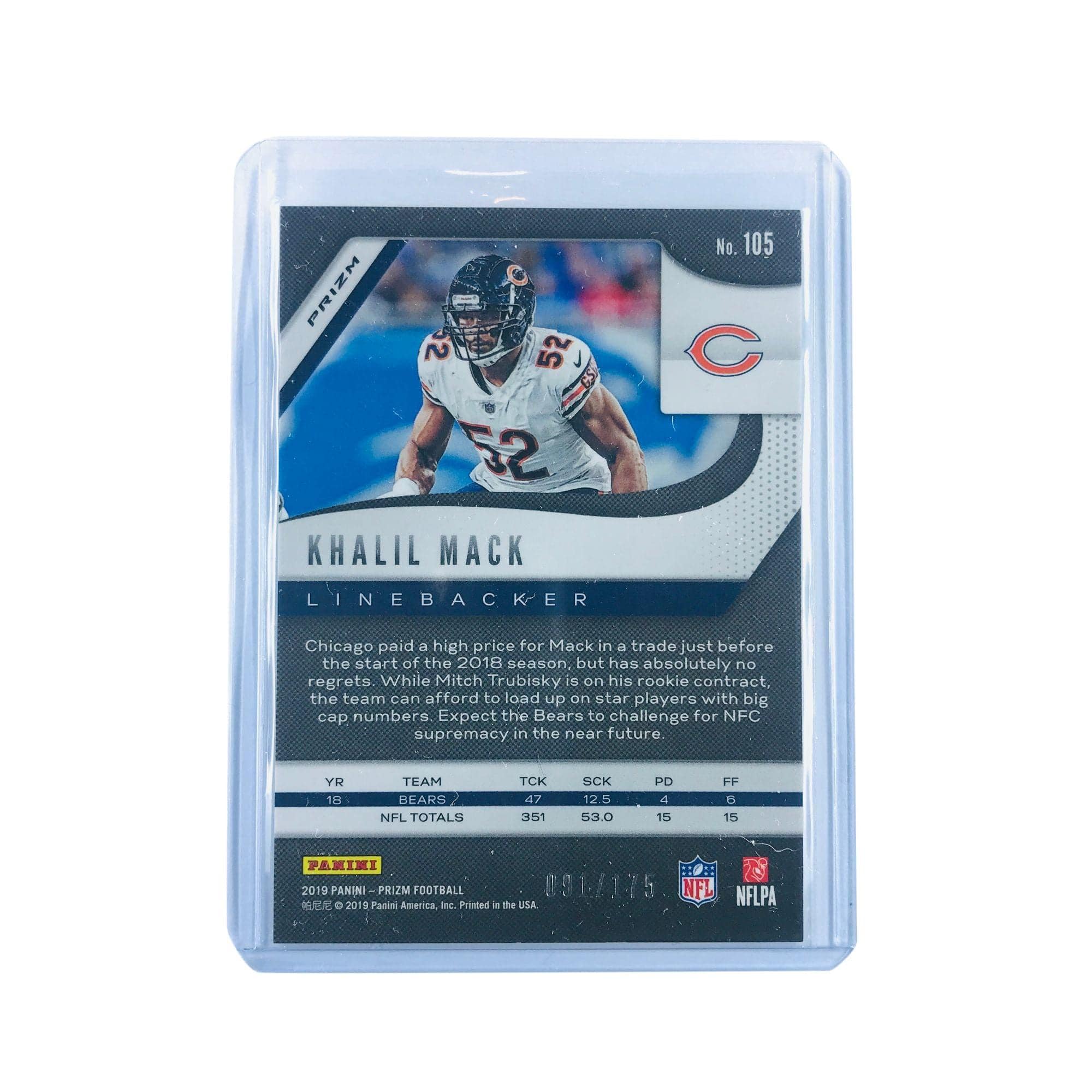 Panini Cards Khalil Mack Chicago Bears 2019 Panini Prizm NFL Green Hyper /175 Card