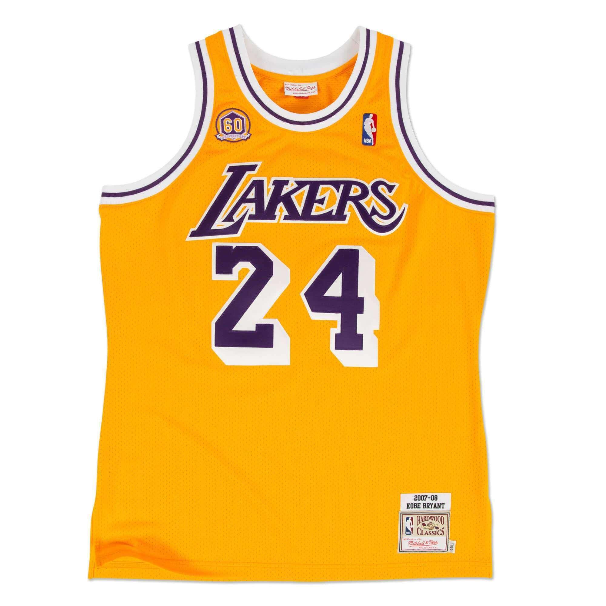 Mitchell And Ness Jerseys Kobe Bryant Los Angeles Lakers Mitchell & Ness NBA 07-08 24 Authentic Jersey - Yellow
