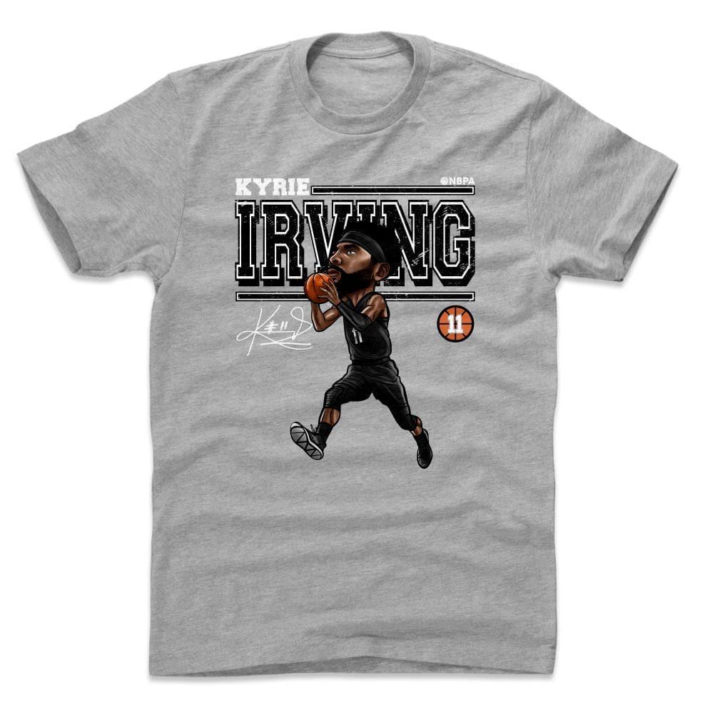 500 Level T-Shirts Kyrie Irving Brooklyn Nets 500 Level NBA Cartoon T-Shirt - Grey