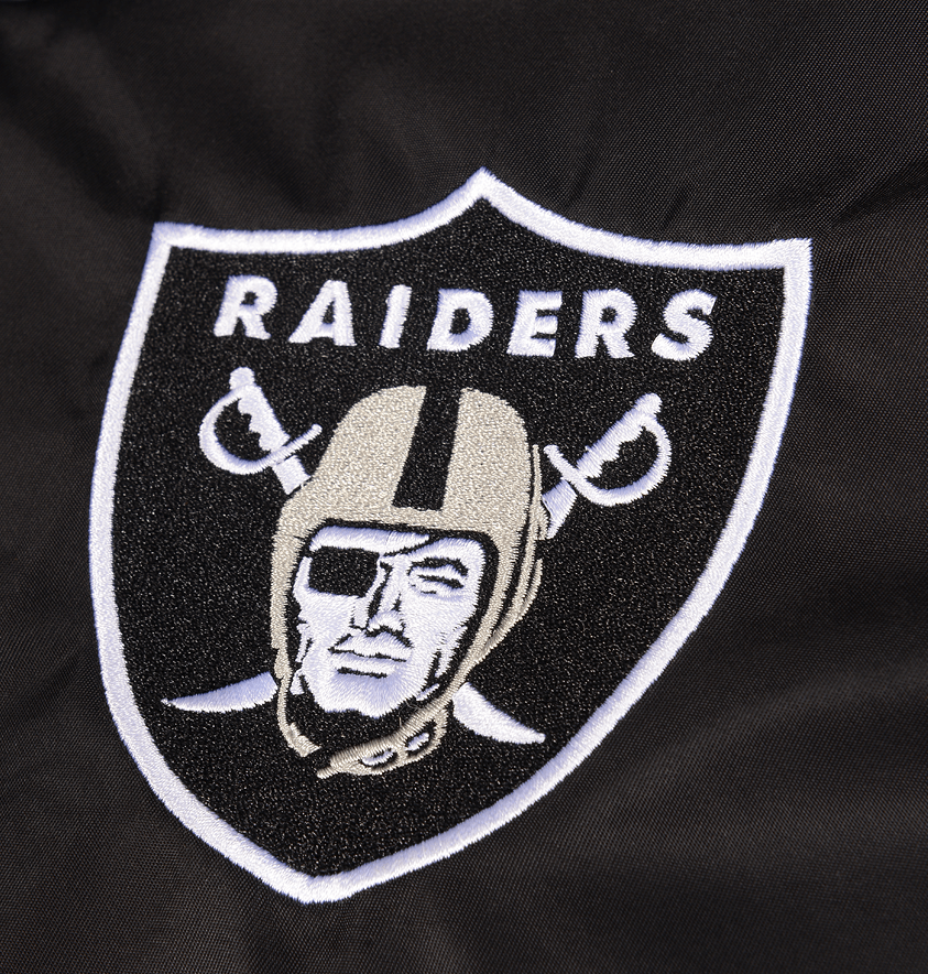 Majestic Athletic Jackets Las Vegas Raiders Majestic NFL Nylon 2 Tone Full Zip Bomber Jacket- Black