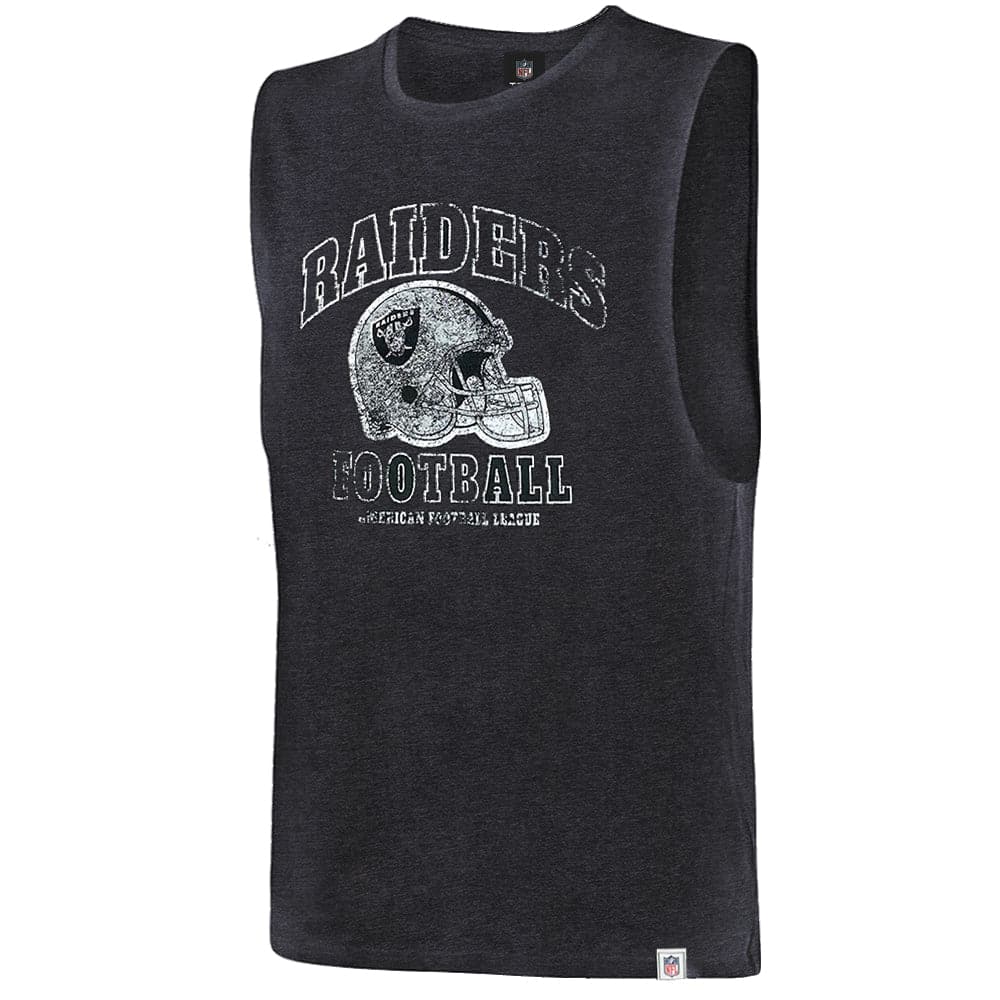 Majestic Athletic T-Shirts Las Vegas Raiders Majestic NFL Vintage Helmet Muscle T-Shirt - Black