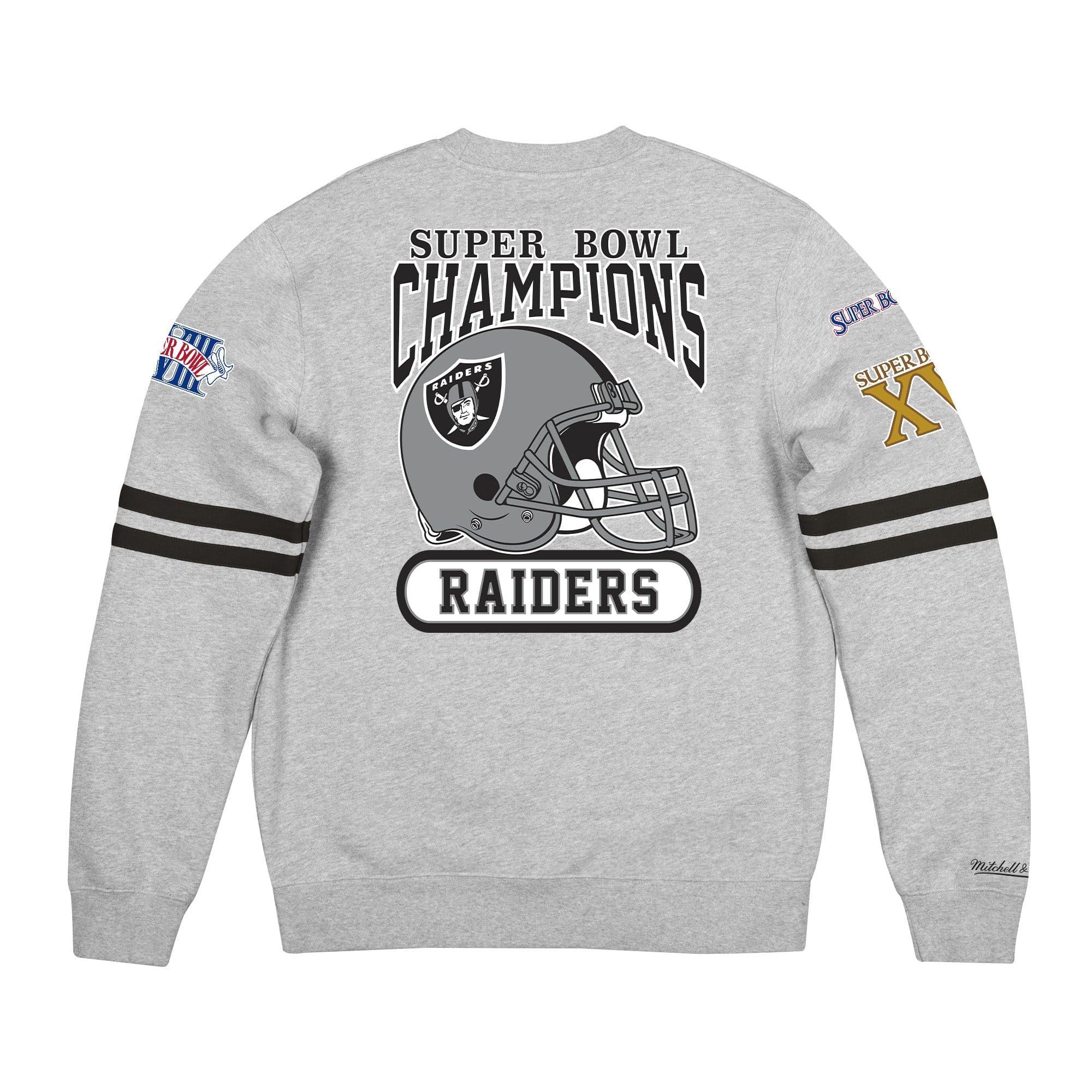 Mitchell And Ness Jumpers Las Vegas Raiders Mitchell & Ness NFL All Over Champs Premium Crew Jumper - Grey
