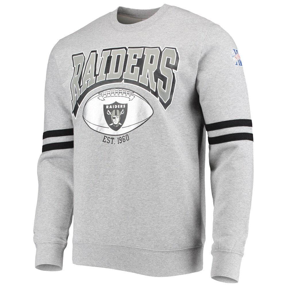 Mitchell And Ness Jumpers Las Vegas Raiders Mitchell & Ness NFL All Over Champs Premium Crew Jumper - Grey