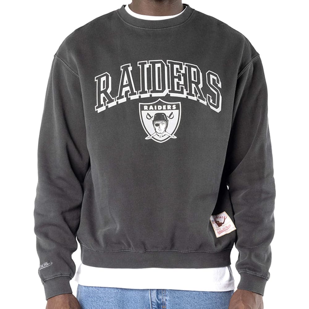 Mitchell And Ness Jumpers Las Vegas Raiders Mitchell & Ness NFL Keyline Vintage Crew Jumper - Faded Black