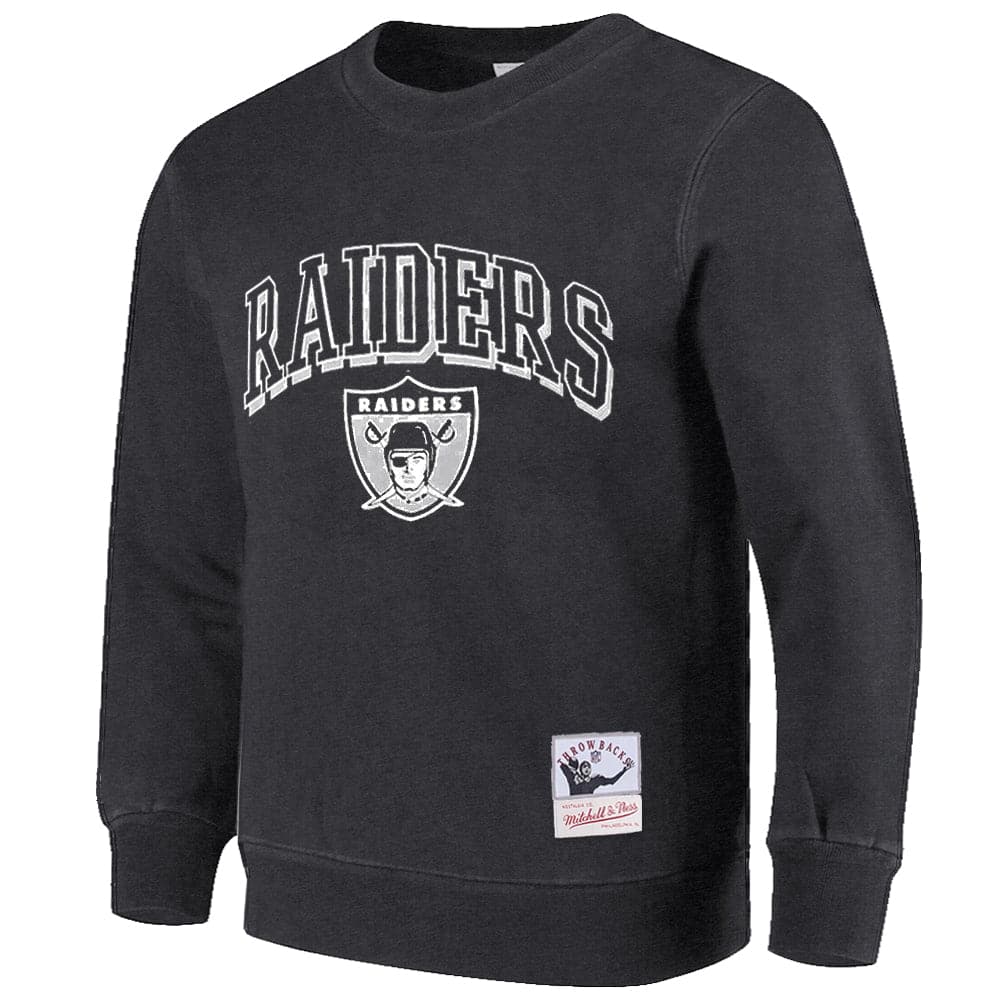 Mitchell And Ness Jumpers Las Vegas Raiders Mitchell & Ness NFL Keyline Vintage Crew Jumper - Faded Black