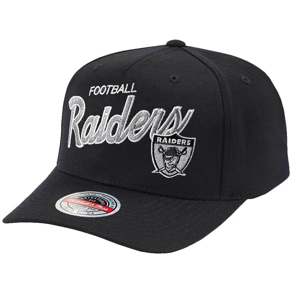 Mitchell And Ness Caps Las Vegas Raiders Mitchell & Ness NFL Logo Script Classic Red Snapback Hat - Black