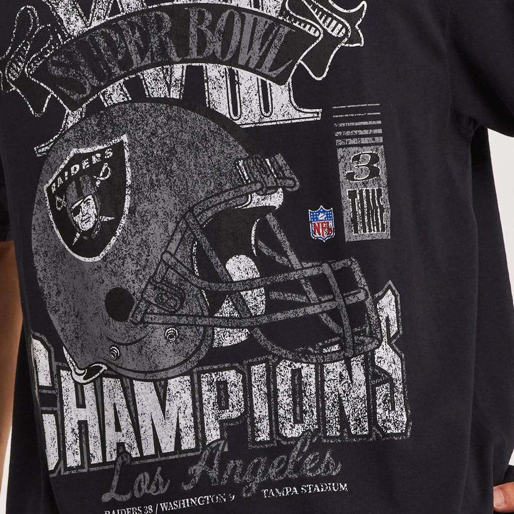Mitchell And Ness T-Shirts Las Vegas Raiders Mitchell & Ness NFL Super Bowl XVIII Champs Vintage T-Shirt - Faded Black