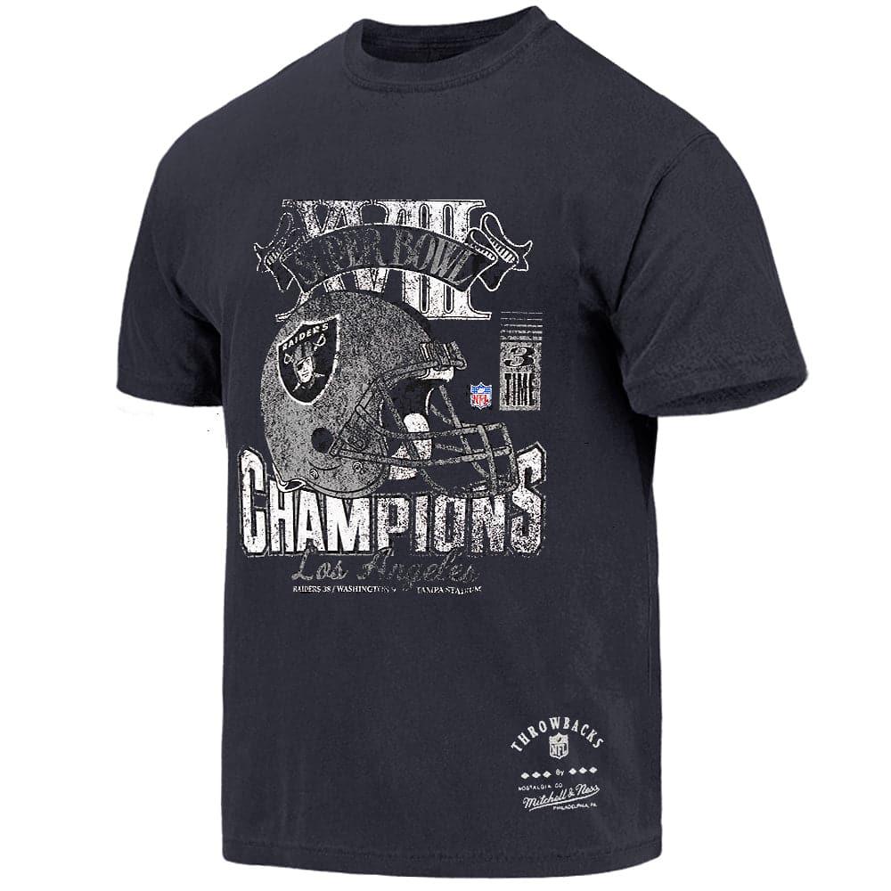 Mitchell And Ness T-Shirts Las Vegas Raiders Mitchell & Ness NFL Super Bowl XVIII Champs Vintage T-Shirt - Faded Black