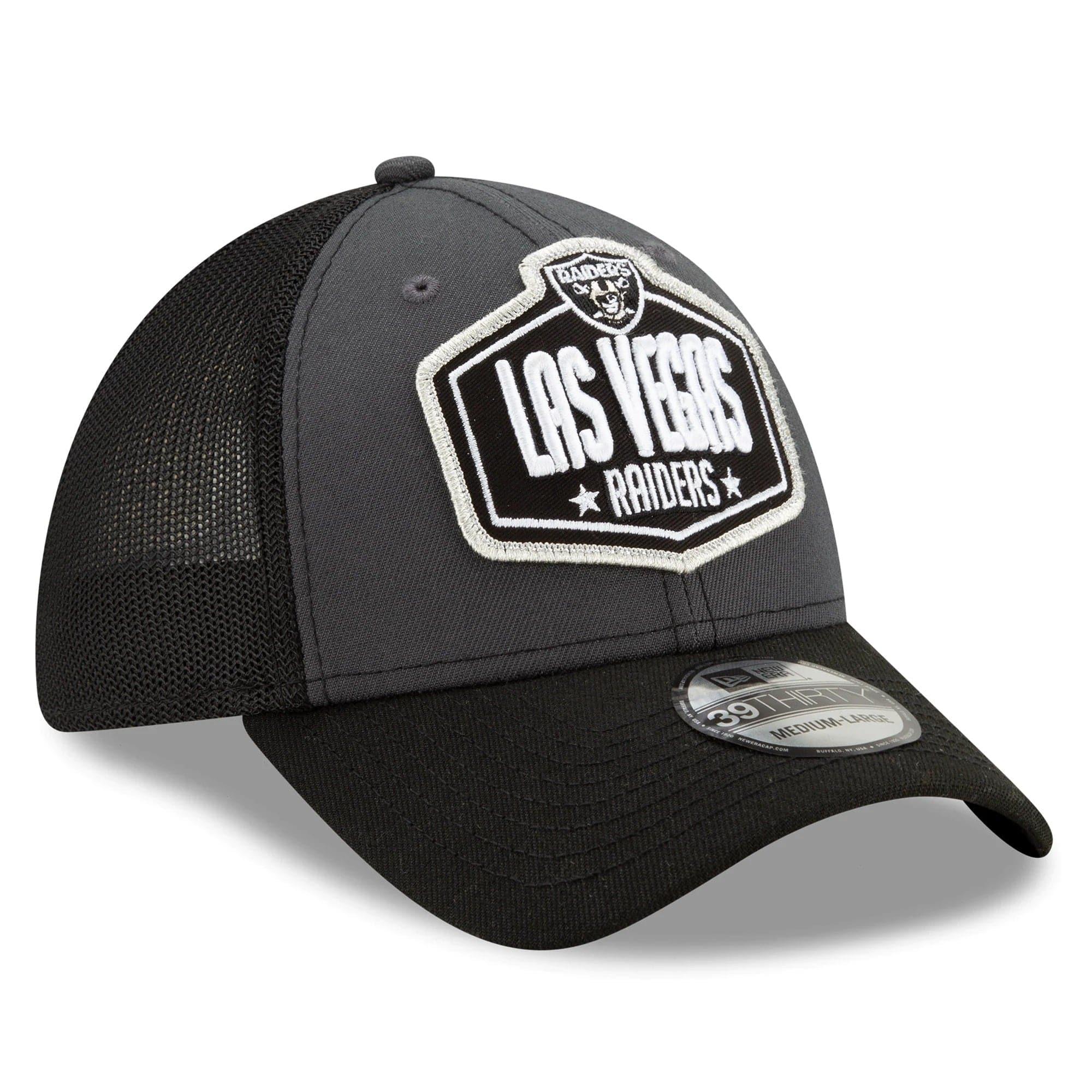 New Era Caps Las Vegas Raiders New Era 2021 NFL Draft 39THIRTY Flex Fit Curve Hat - Graphite