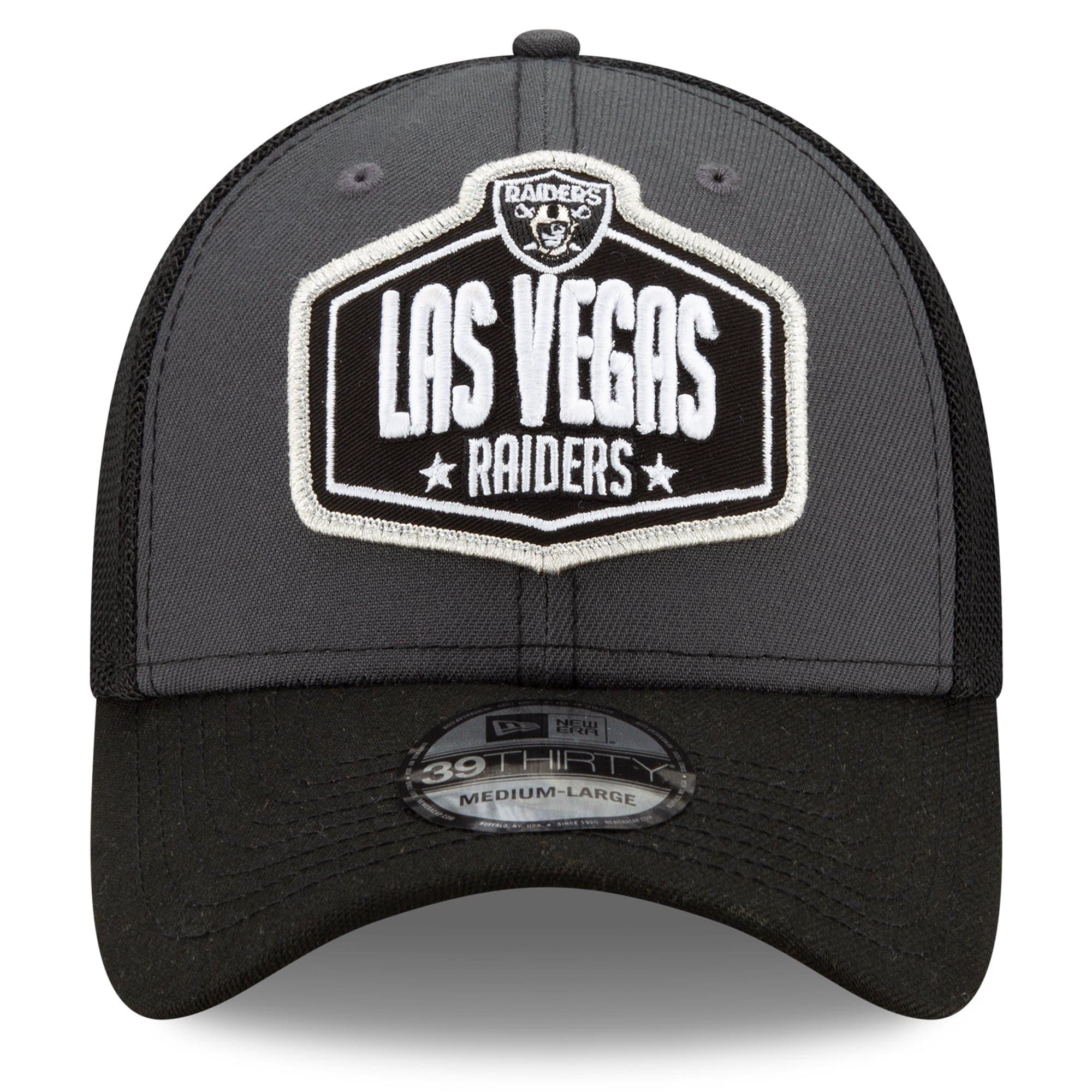 New Era Caps Las Vegas Raiders New Era 2021 NFL Draft 39THIRTY Flex Fit Curve Hat - Graphite