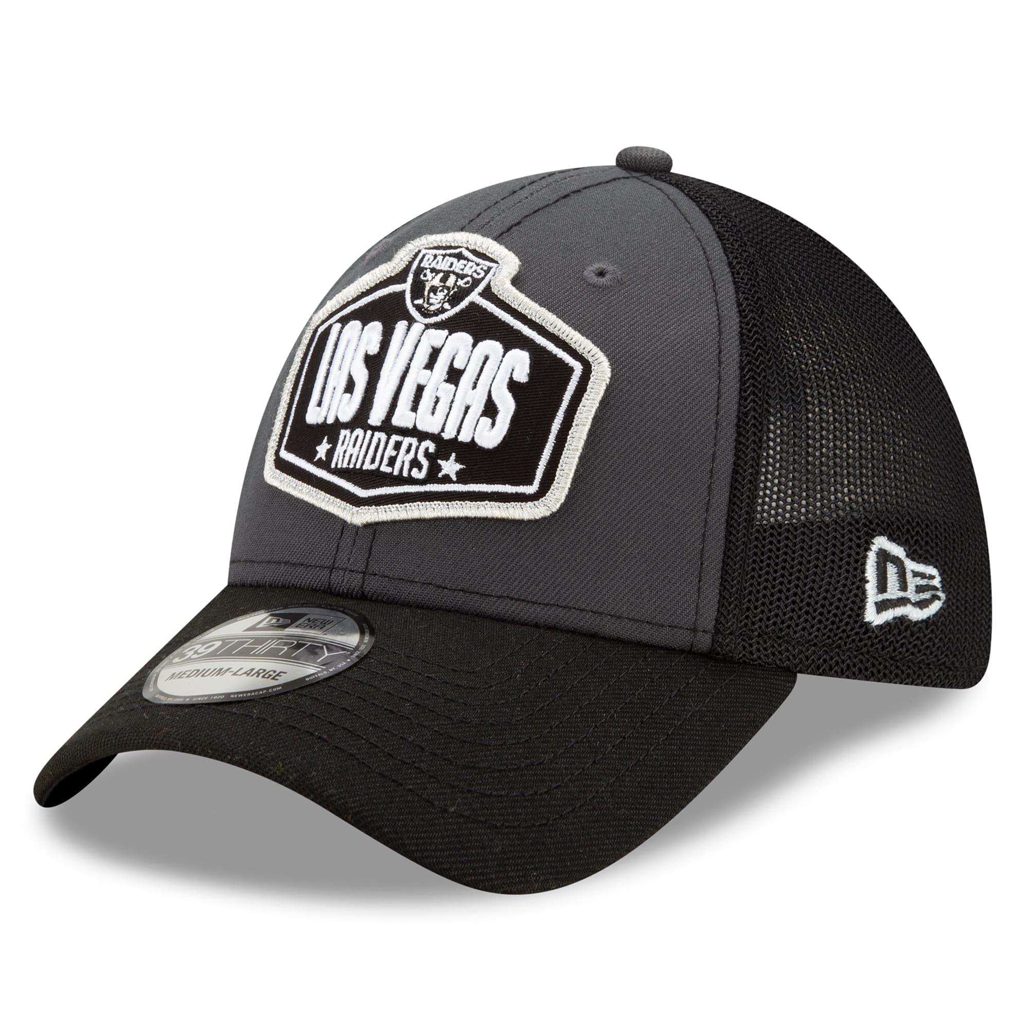 New Era Caps Las Vegas Raiders New Era 2021 NFL Draft 39THIRTY Flex Fit Curve Hat - Graphite