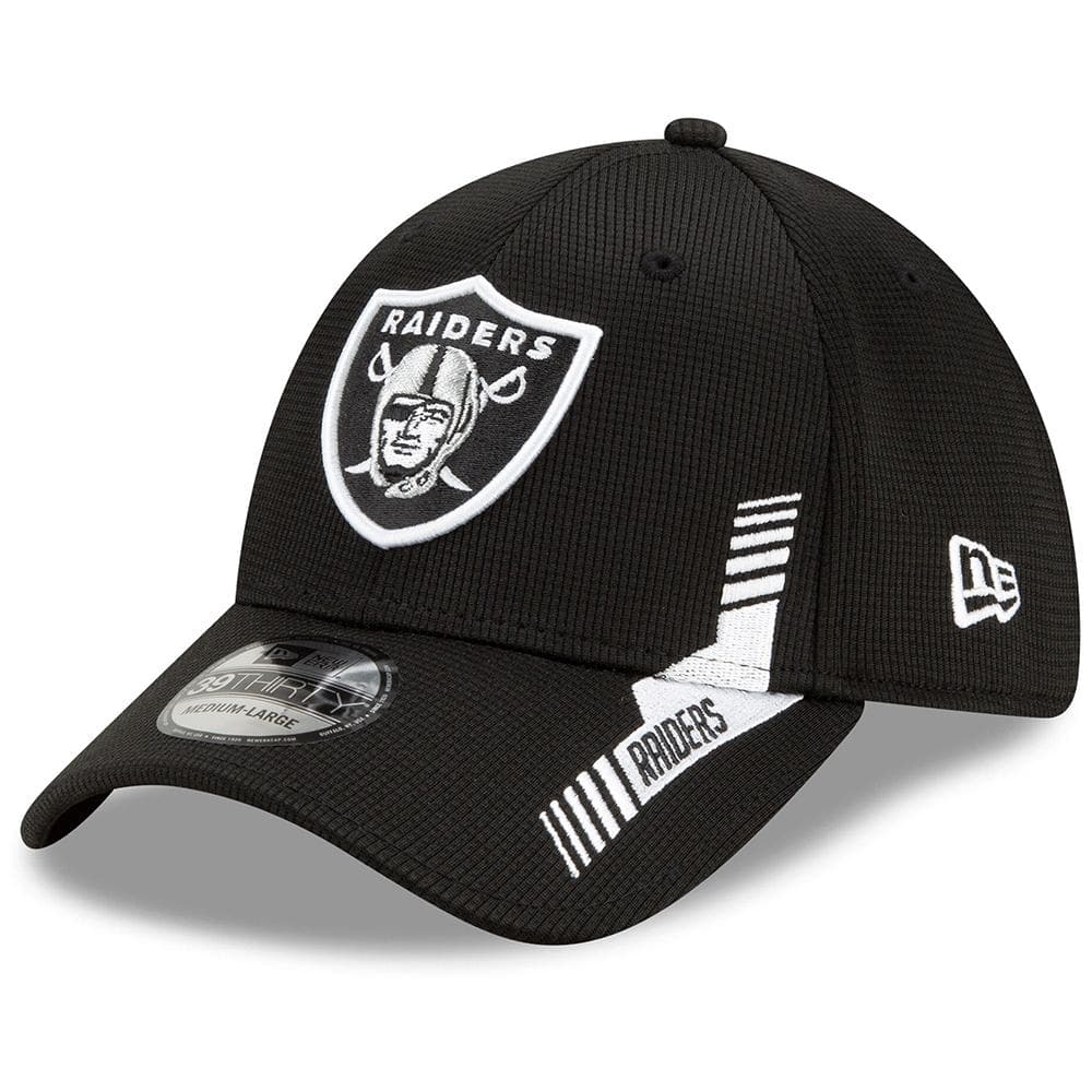 New Era Caps Las Vegas Raiders New Era NFL 2021 Sideline Black & White 39THIRTY Flex Fit Hat