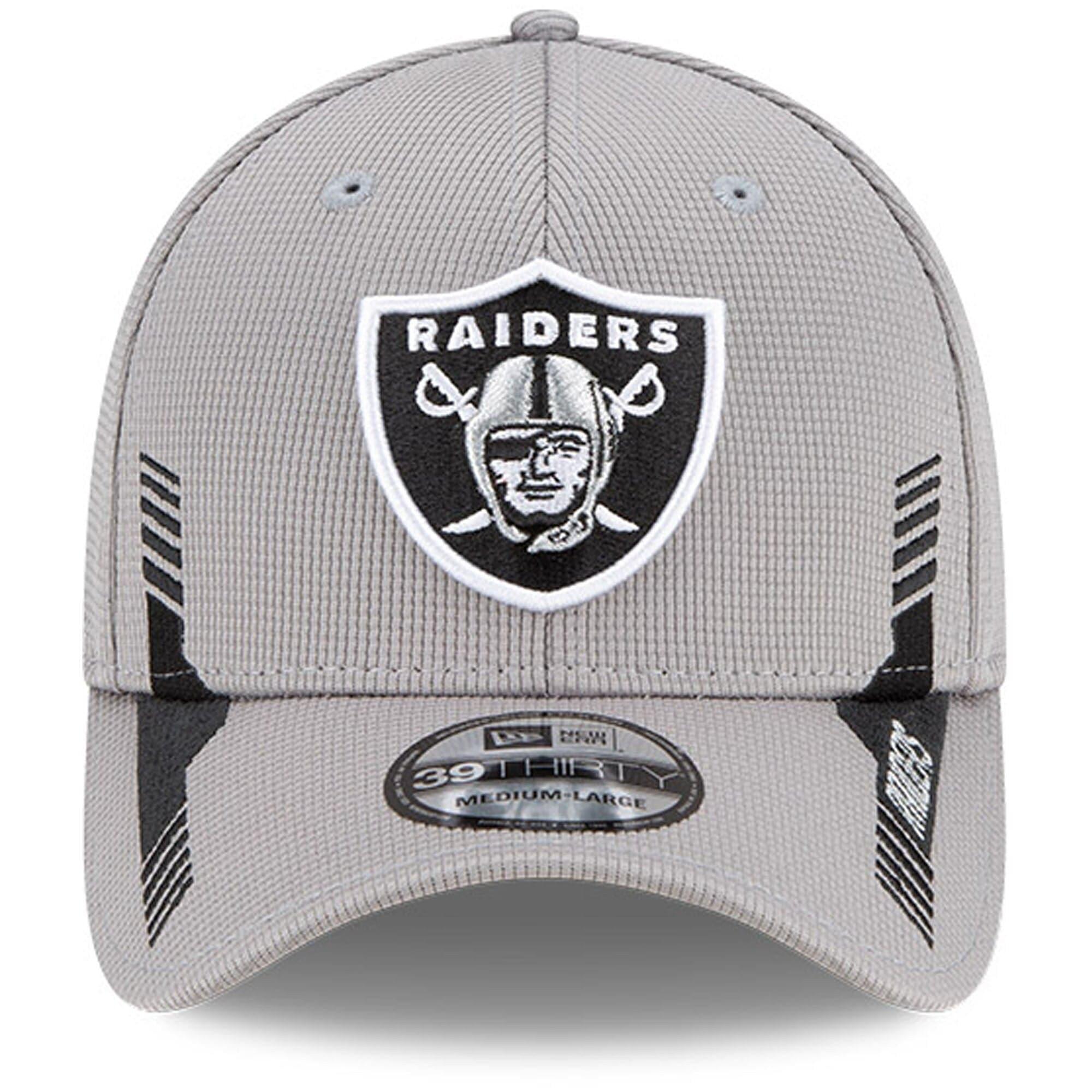 New Era Caps Las Vegas Raiders New Era NFL 2021 Sideline Home 39THIRTY Flex Fit Hat - Grey