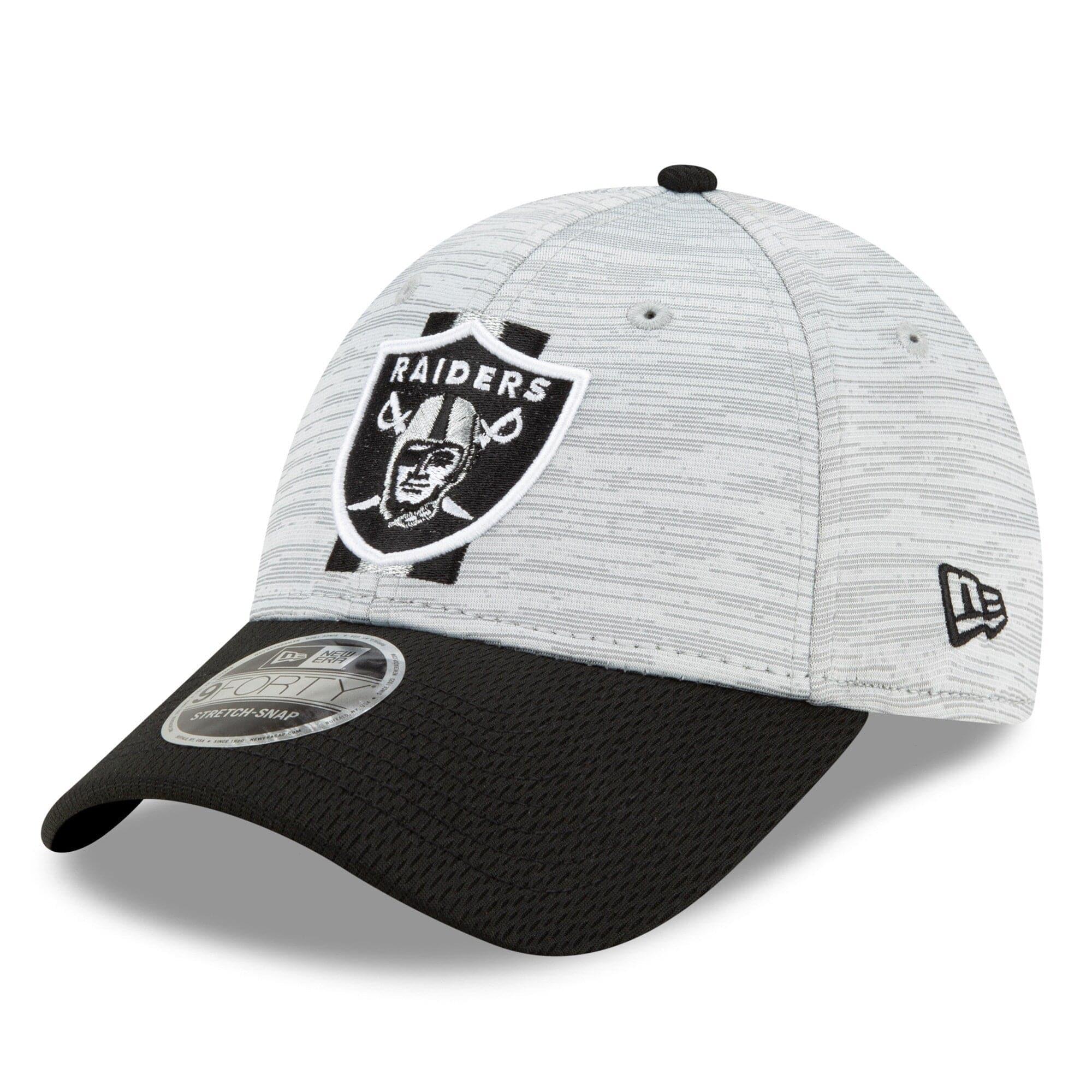 New Era Caps Las Vegas Raiders New Era NFL 2021 Training Camp 9FORTY Curve Stretch Snapback Hat - Grey