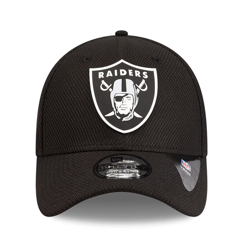 New Era Caps Las Vegas Raiders New Era NFL Diamond Era Rubber Logo 39THIRTY Curve Hat - Black