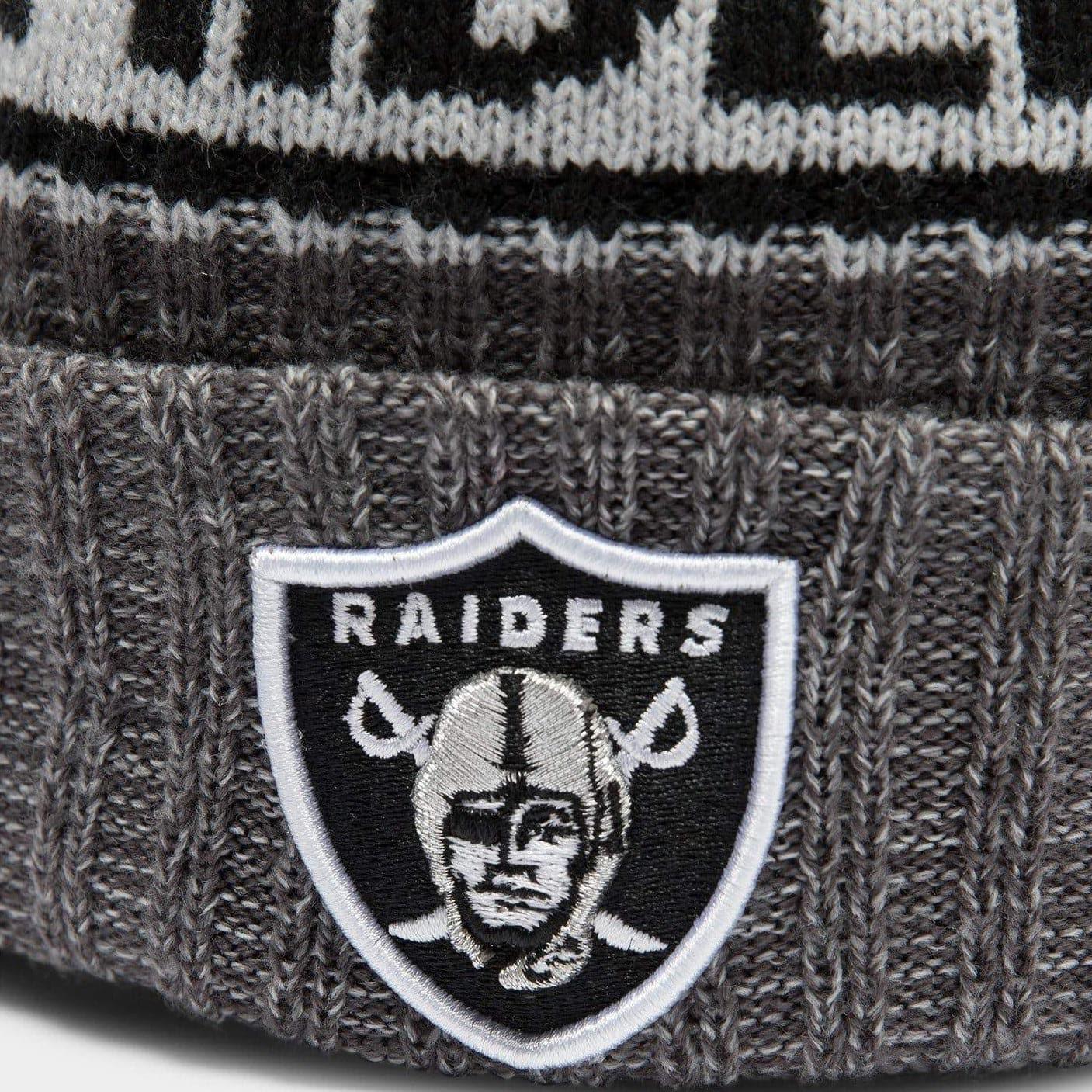 New Era Beanies Las Vegas Raiders New Era NFL Official Marle Knit Pom Beanie - Grey